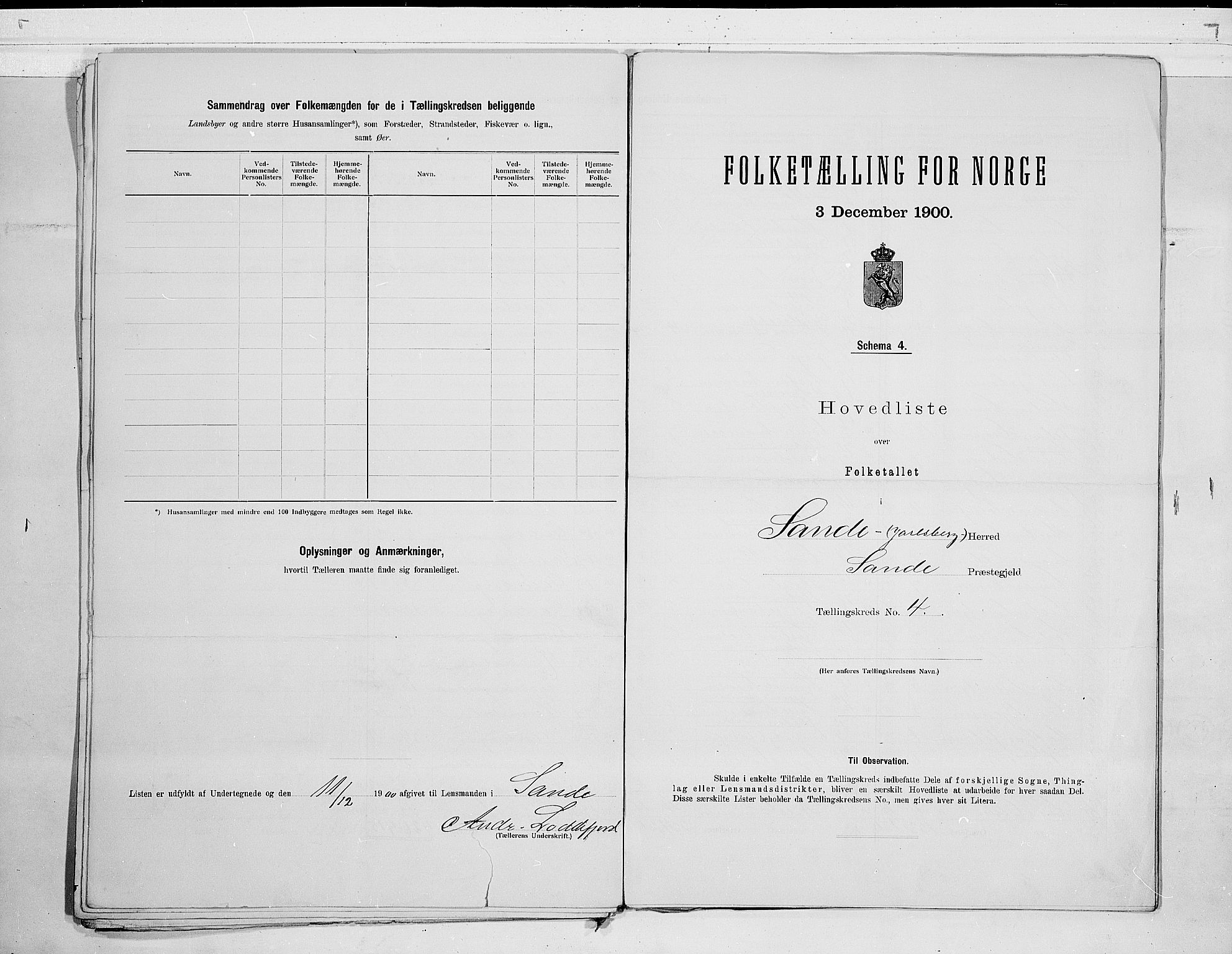 RA, 1900 census for Sande, 1900, p. 12