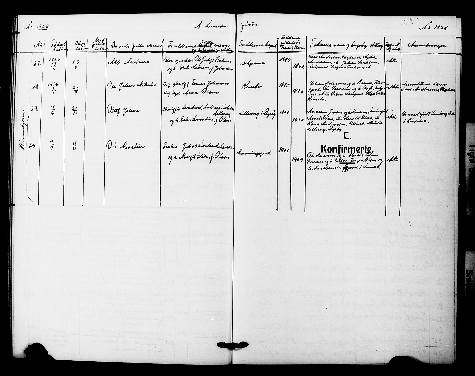 Tranøy sokneprestkontor, AV/SATØ-S-1313/I/Ia/Iab/L0023klokker: Parish register (copy) no. 23, 1913-1928, p. 102