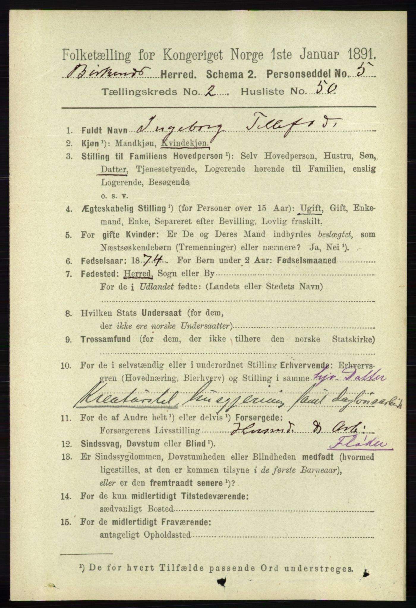 RA, 1891 Census for 0928 Birkenes, 1891, p. 778