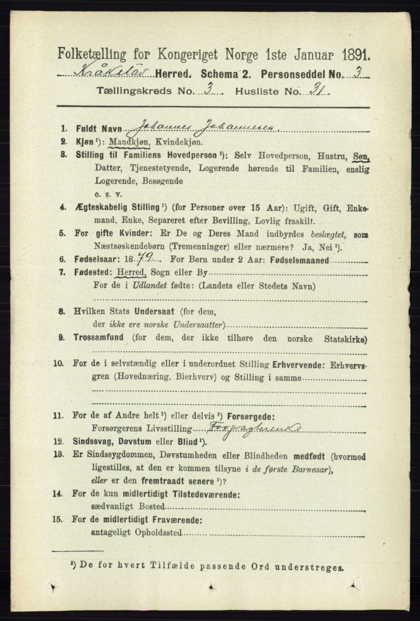 RA, 1891 census for 0212 Kråkstad, 1891, p. 1382