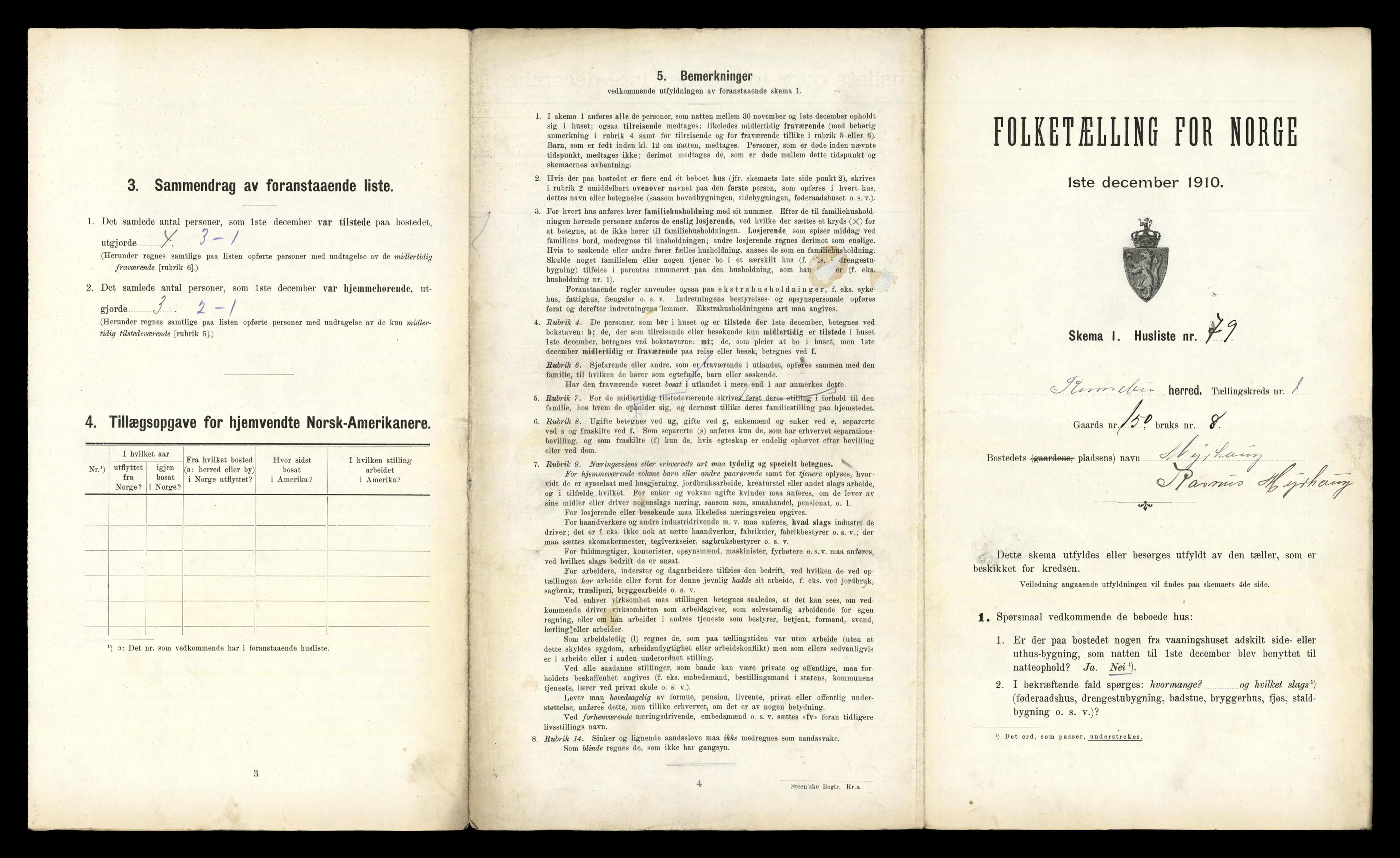 RA, 1910 census for Rennebu, 1910, p. 180