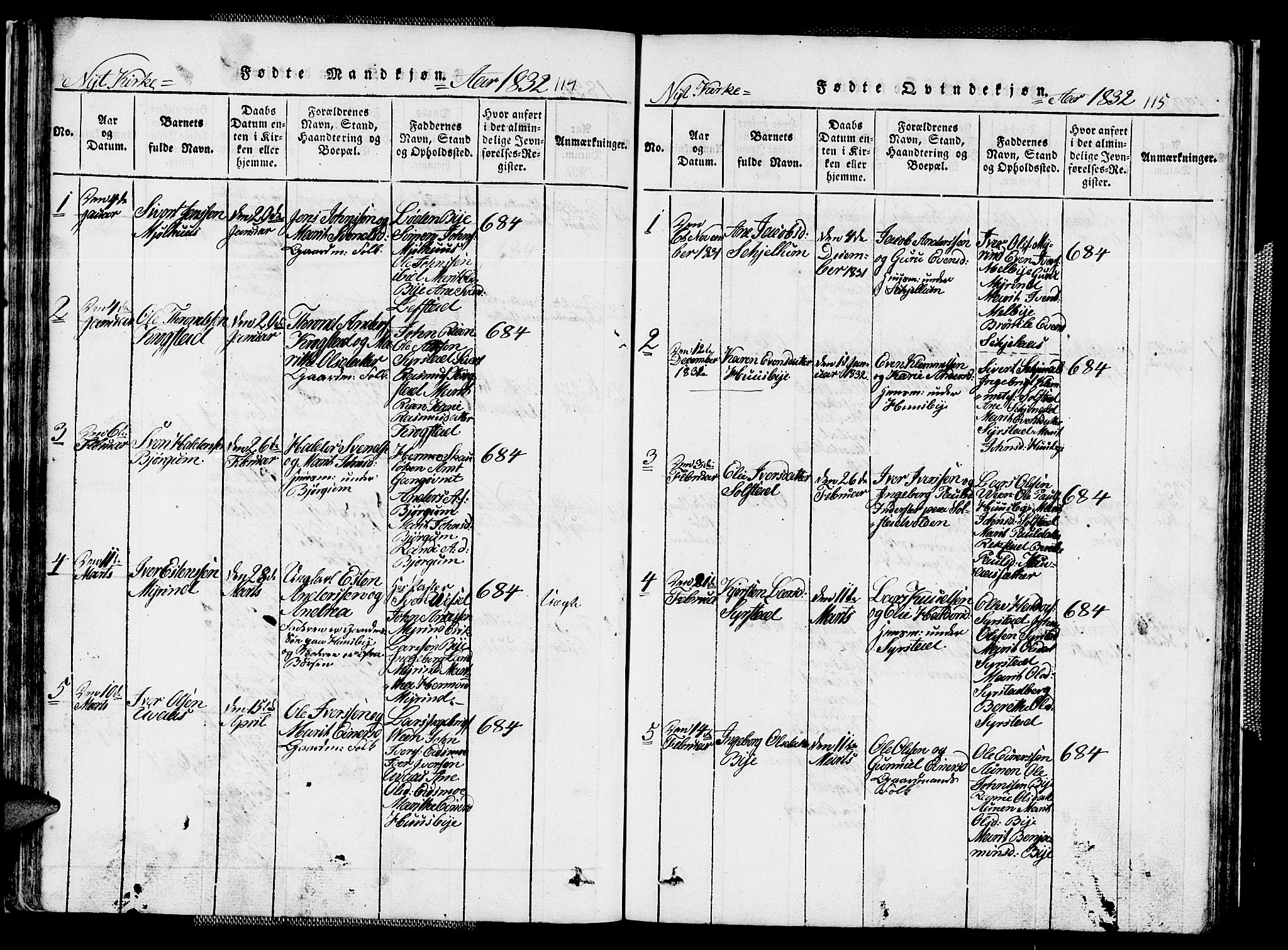 Ministerialprotokoller, klokkerbøker og fødselsregistre - Sør-Trøndelag, SAT/A-1456/667/L0796: Parish register (copy) no. 667C01, 1817-1836, p. 114-115