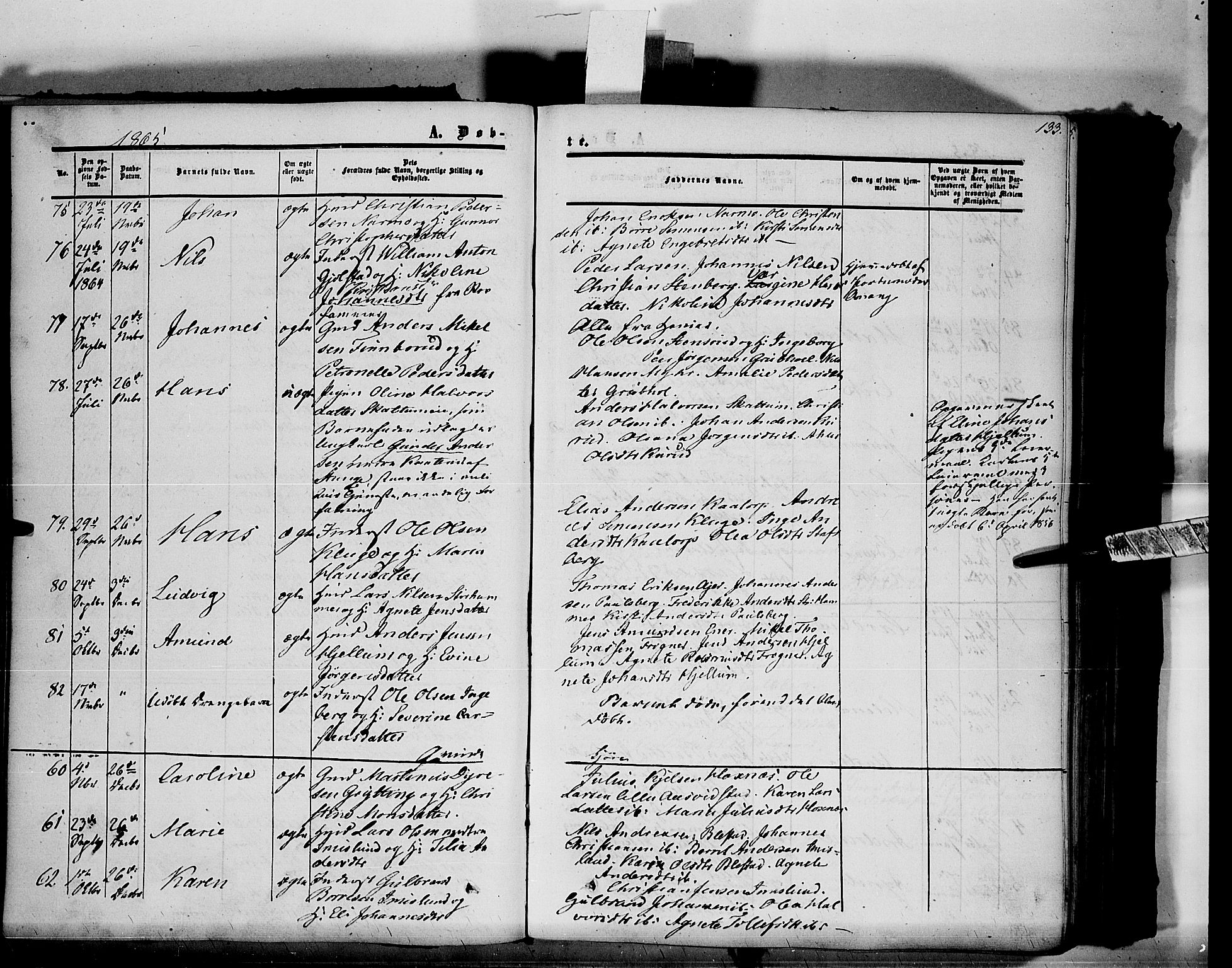 Vang prestekontor, Hedmark, SAH/PREST-008/H/Ha/Haa/L0012: Parish register (official) no. 12, 1855-1870, p. 133