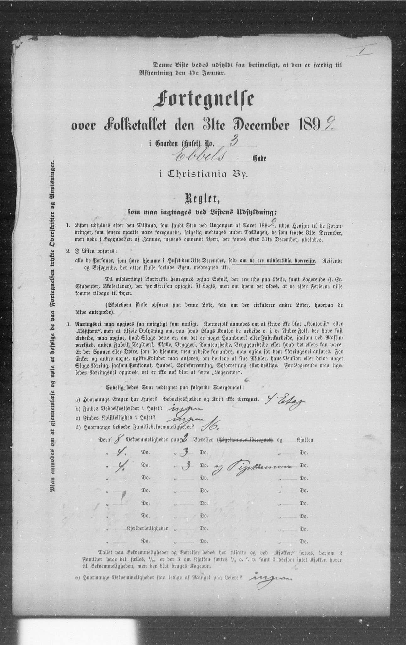 OBA, Municipal Census 1899 for Kristiania, 1899, p. 2385