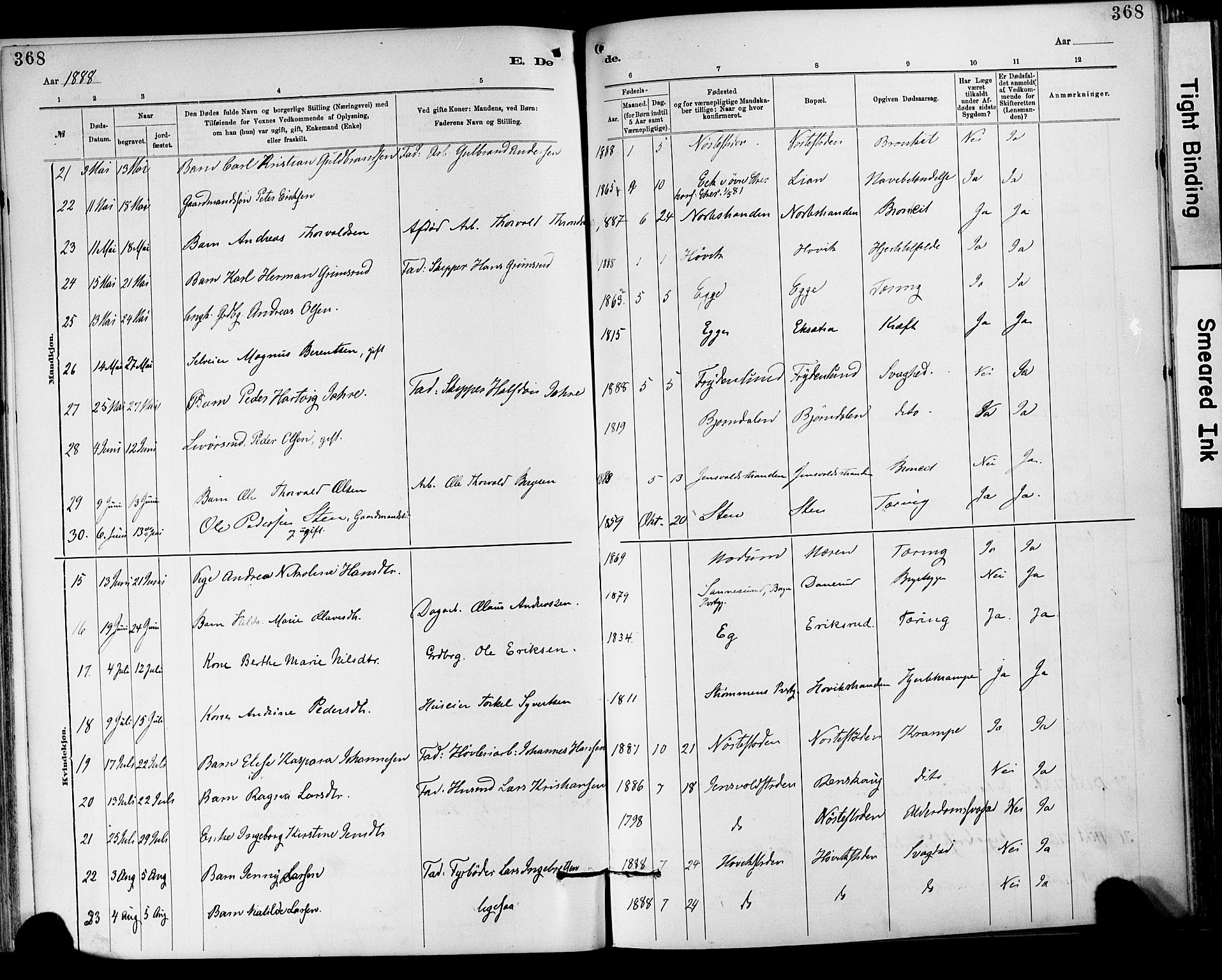 Lier kirkebøker, AV/SAKO-A-230/F/Fa/L0015: Parish register (official) no. I 15, 1883-1894, p. 368