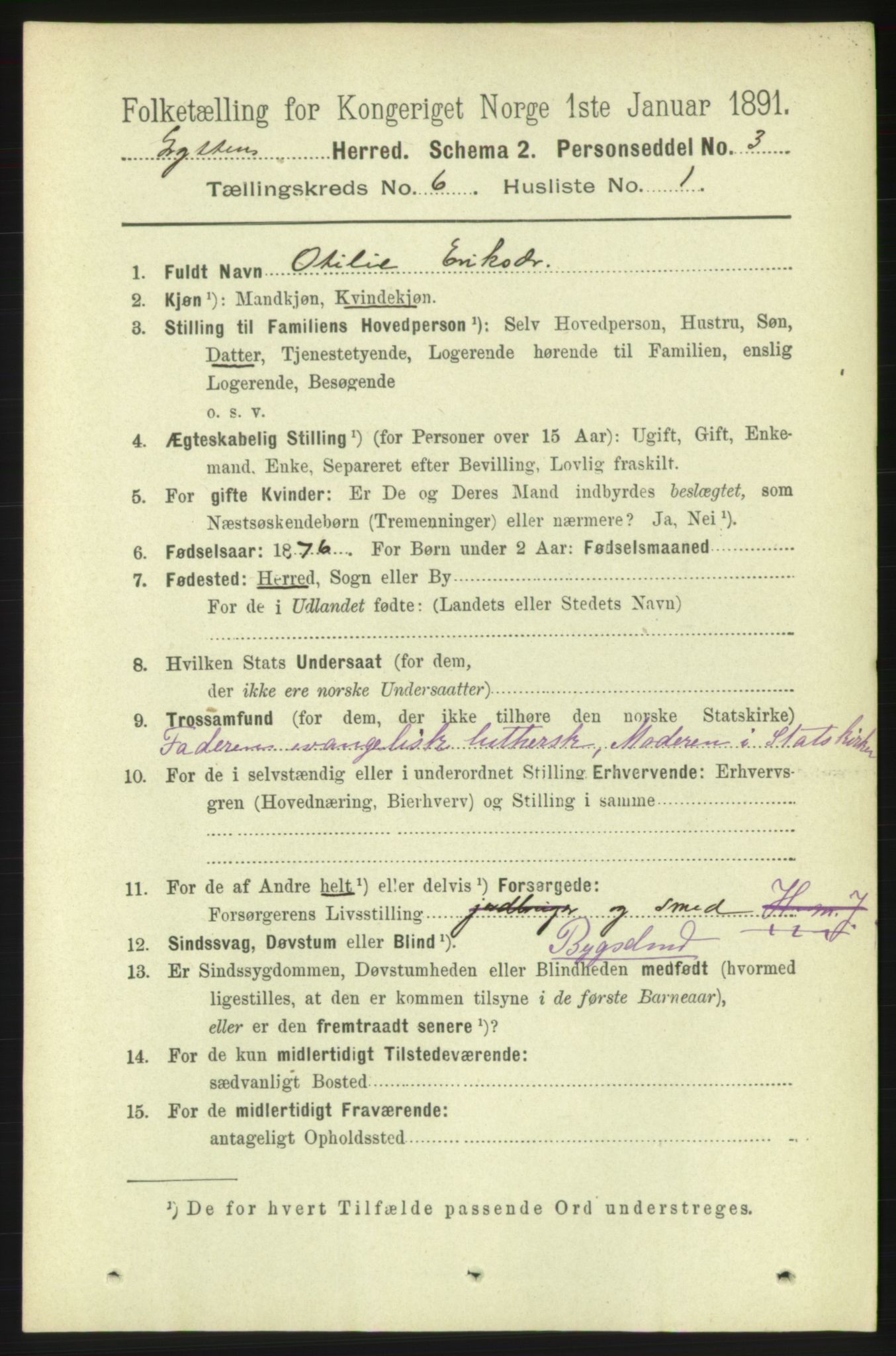 RA, 1891 census for 1539 Grytten, 1891, p. 2495