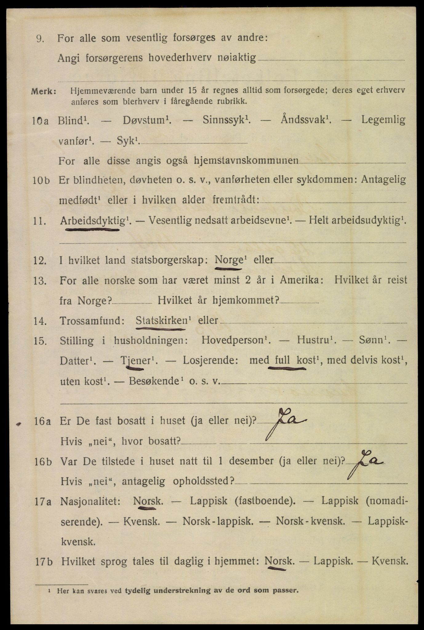 SAT, 1920 census for Mosjøen, 1920, p. 3425