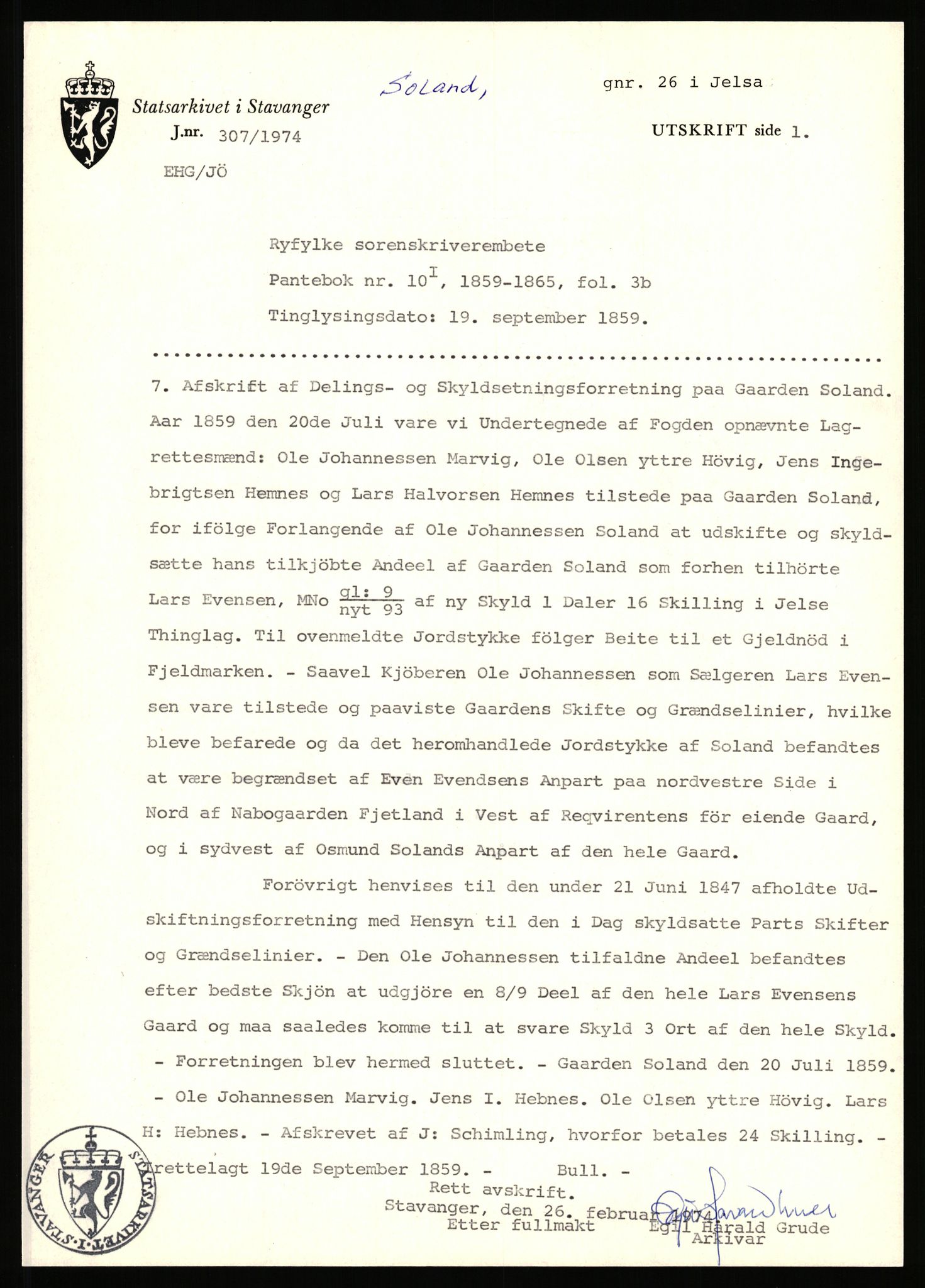 Statsarkivet i Stavanger, SAST/A-101971/03/Y/Yj/L0077: Avskrifter sortert etter gårdsnavn: Skårland - Solli i Sogndal, 1750-1930, p. 598