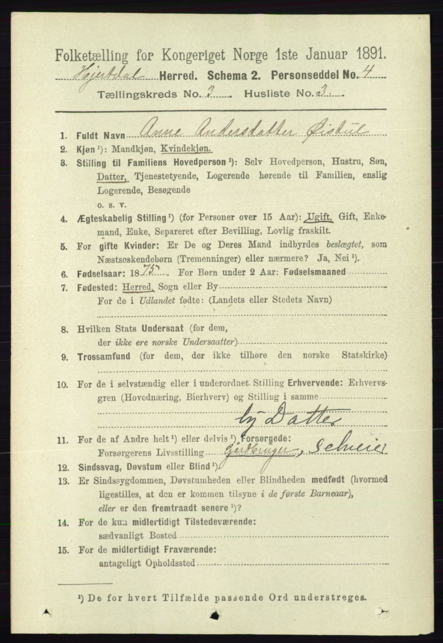 RA, 1891 census for 0827 Hjartdal, 1891, p. 1060