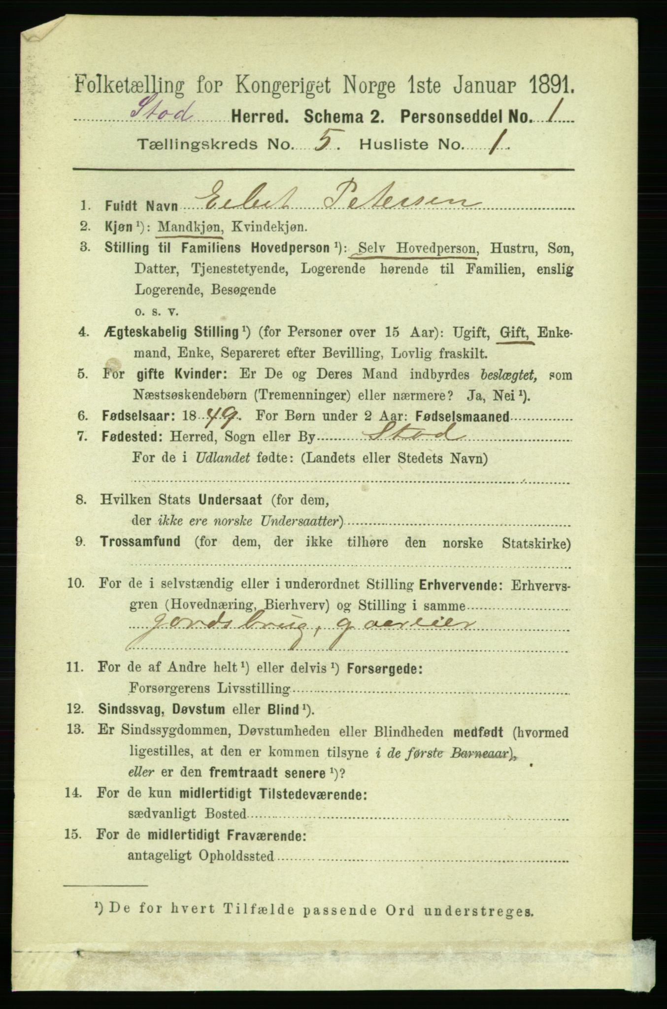 RA, 1891 census for 1734 Stod, 1891, p. 2379