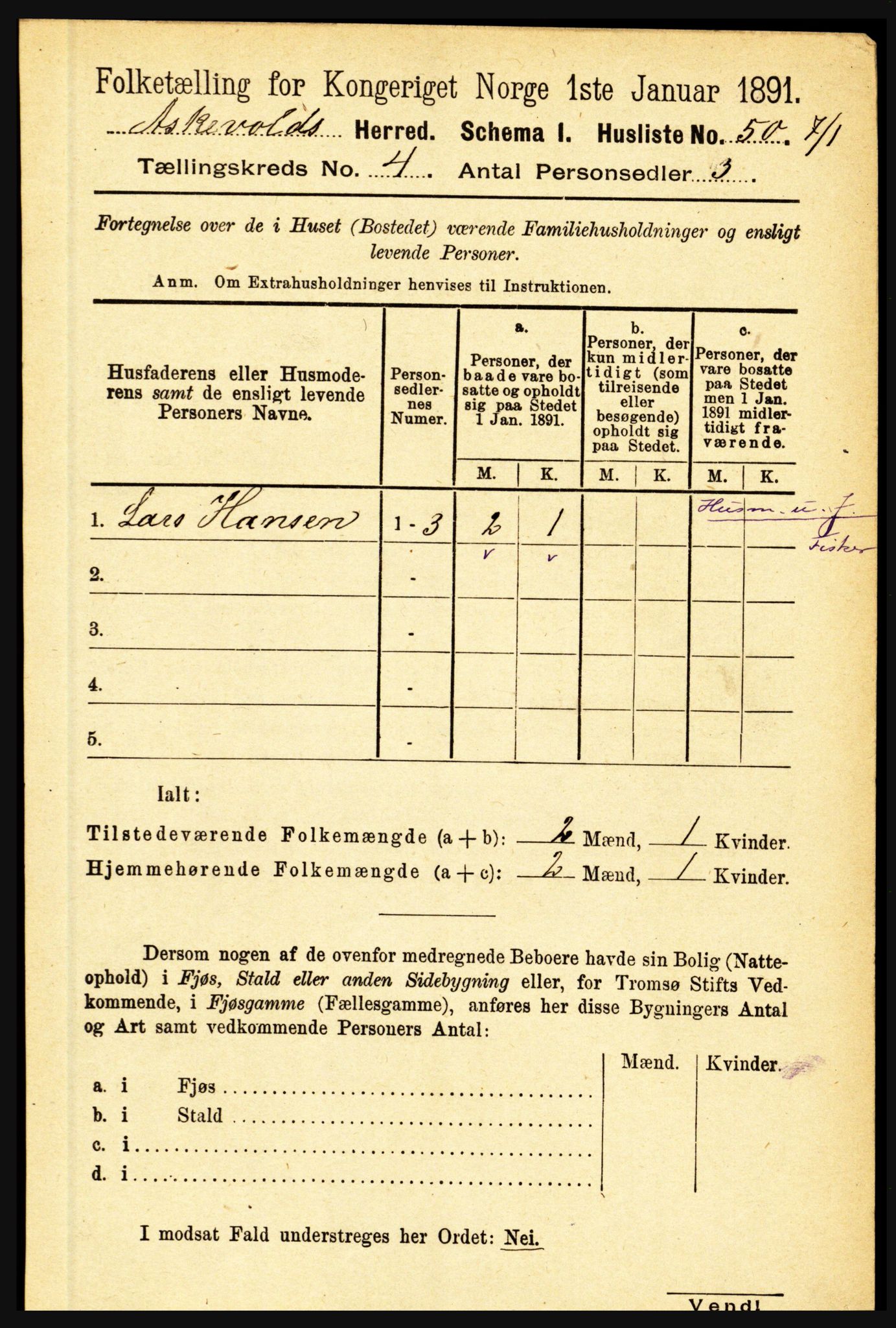 RA, 1891 census for 1428 Askvoll, 1891, p. 1238