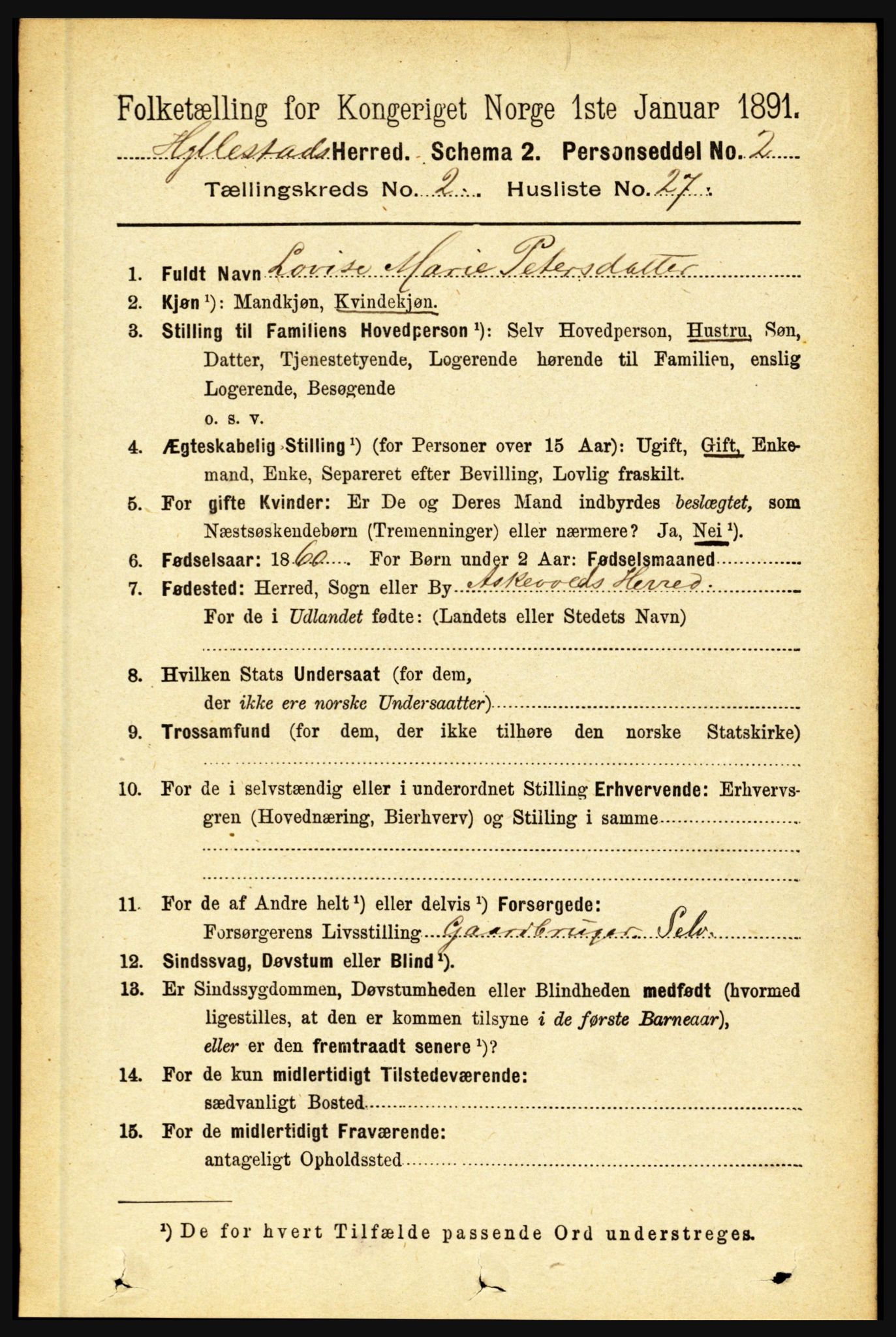 RA, 1891 census for 1413 Hyllestad, 1891, p. 293