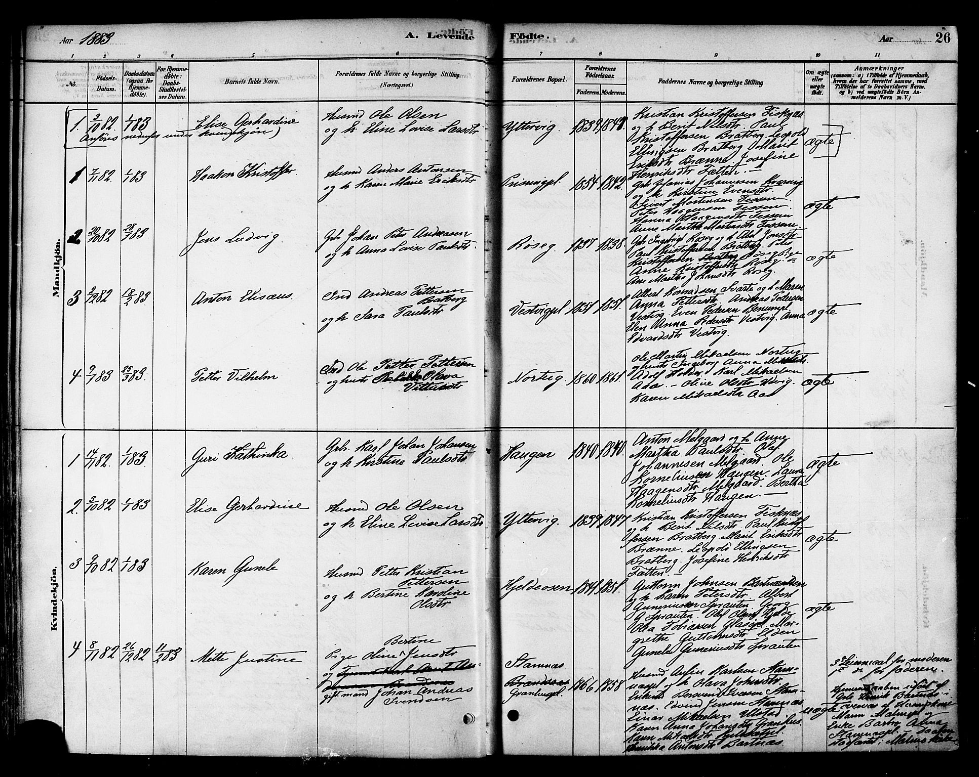 Ministerialprotokoller, klokkerbøker og fødselsregistre - Nord-Trøndelag, SAT/A-1458/741/L0395: Parish register (official) no. 741A09, 1878-1888, p. 26