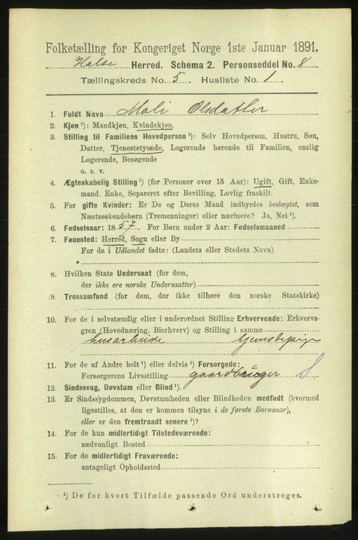 RA, 1891 census for 1571 Halsa, 1891, p. 1144