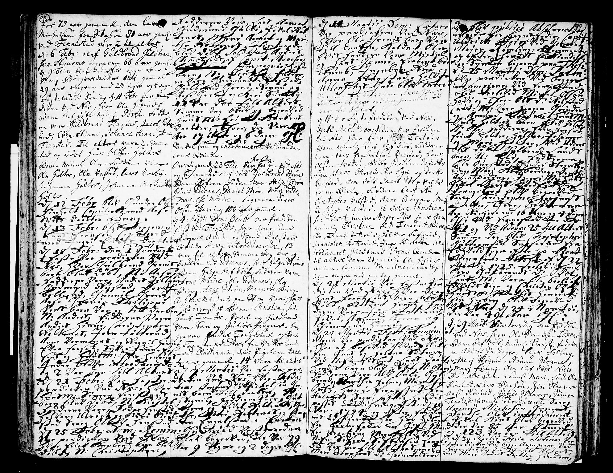 Nes prestekontor Kirkebøker, AV/SAO-A-10410/F/Fa/L0002: Parish register (official) no. I 2, 1717-1734, p. 98-99