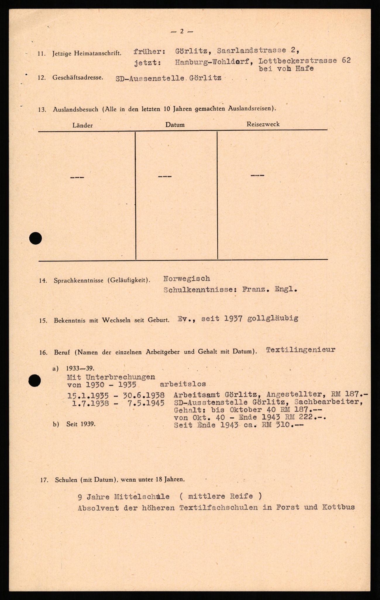 Forsvaret, Forsvarets overkommando II, AV/RA-RAFA-3915/D/Db/L0028: CI Questionaires. Tyske okkupasjonsstyrker i Norge. Tyskere., 1945-1946, p. 455