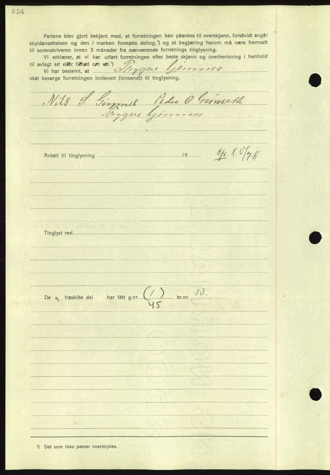 Nordmøre sorenskriveri, AV/SAT-A-4132/1/2/2Ca: Mortgage book no. A81, 1937-1937, Diary no: : 1901/1937