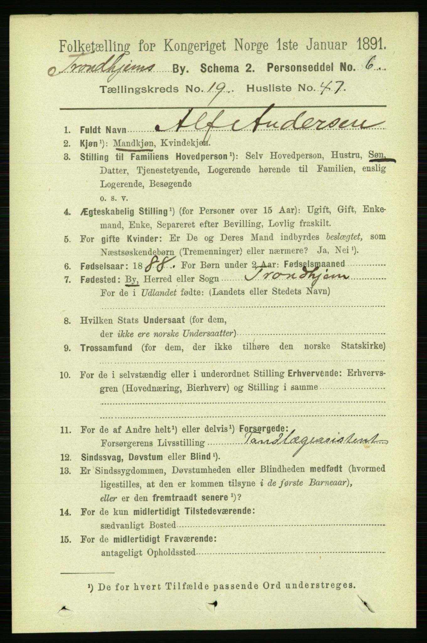 RA, 1891 census for 1601 Trondheim, 1891, p. 15146