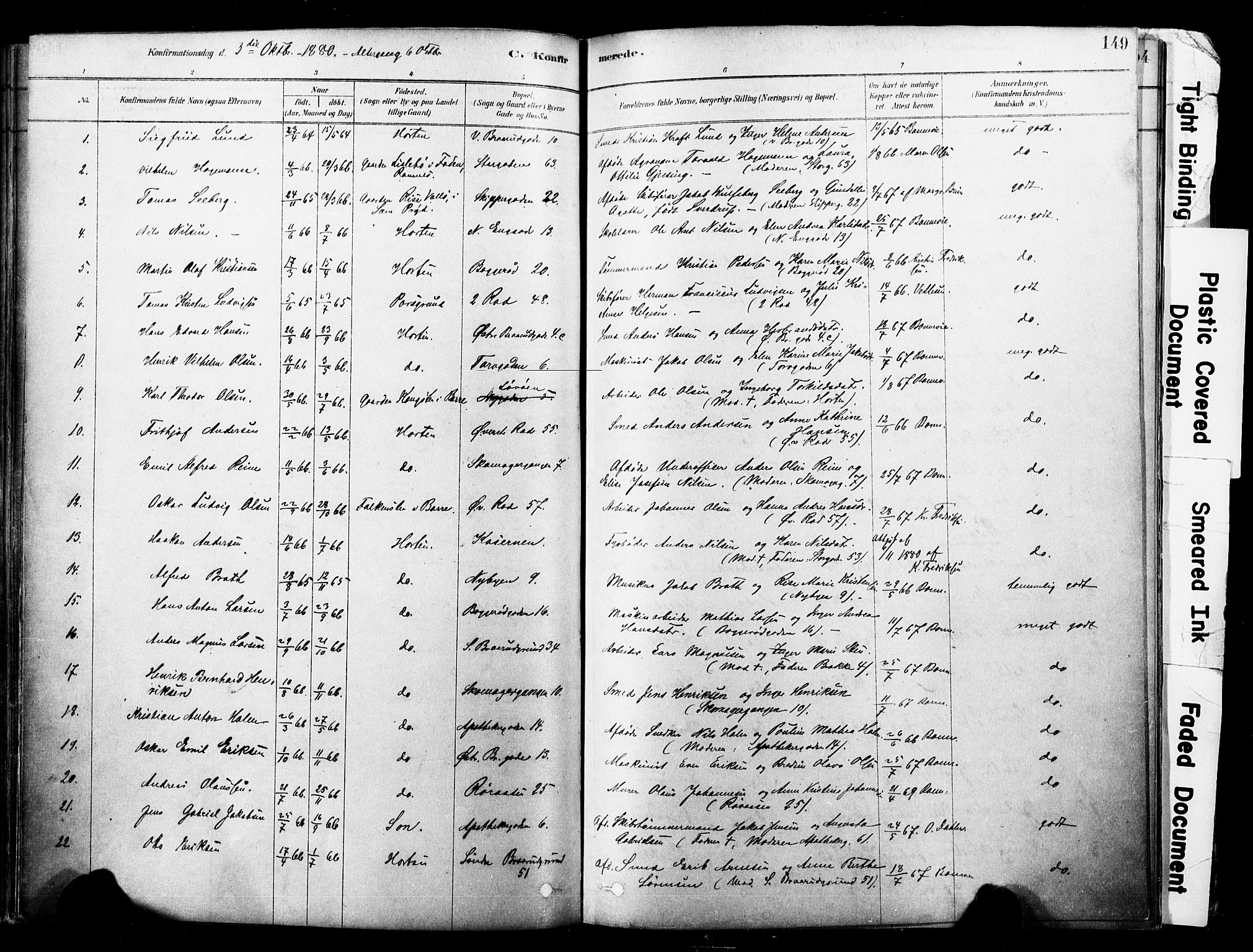 Horten kirkebøker, SAKO/A-348/F/Fa/L0003: Parish register (official) no. 3, 1878-1887, p. 149