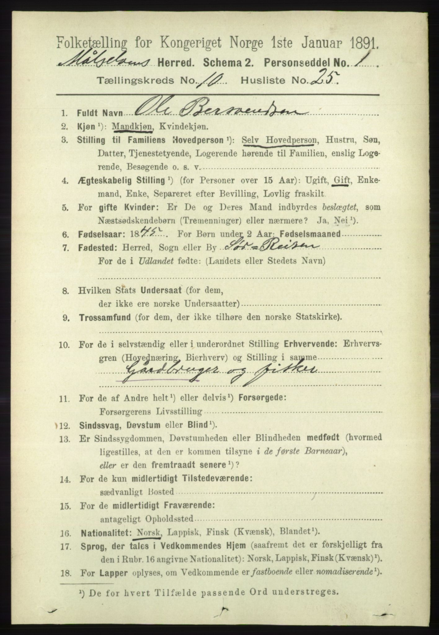 RA, 1891 census for 1924 Målselv, 1891, p. 3183