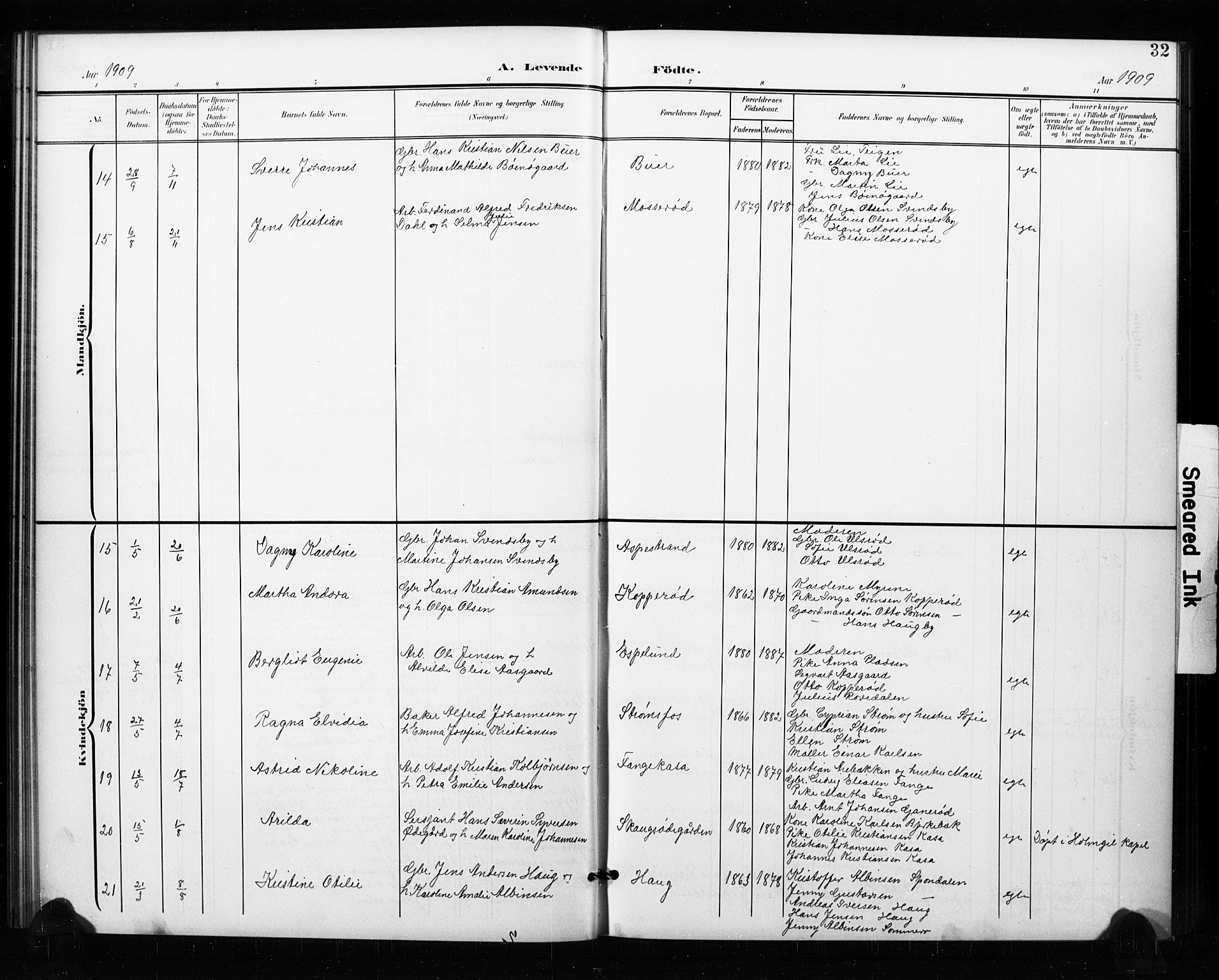 Aremark prestekontor Kirkebøker, AV/SAO-A-10899/G/Ga/L0002: Parish register (copy) no. I 2, 1901-1928, p. 32