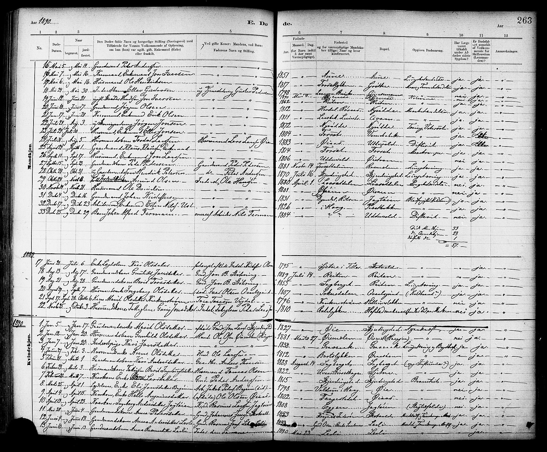 Ministerialprotokoller, klokkerbøker og fødselsregistre - Sør-Trøndelag, SAT/A-1456/691/L1094: Parish register (copy) no. 691C05, 1879-1911, p. 263