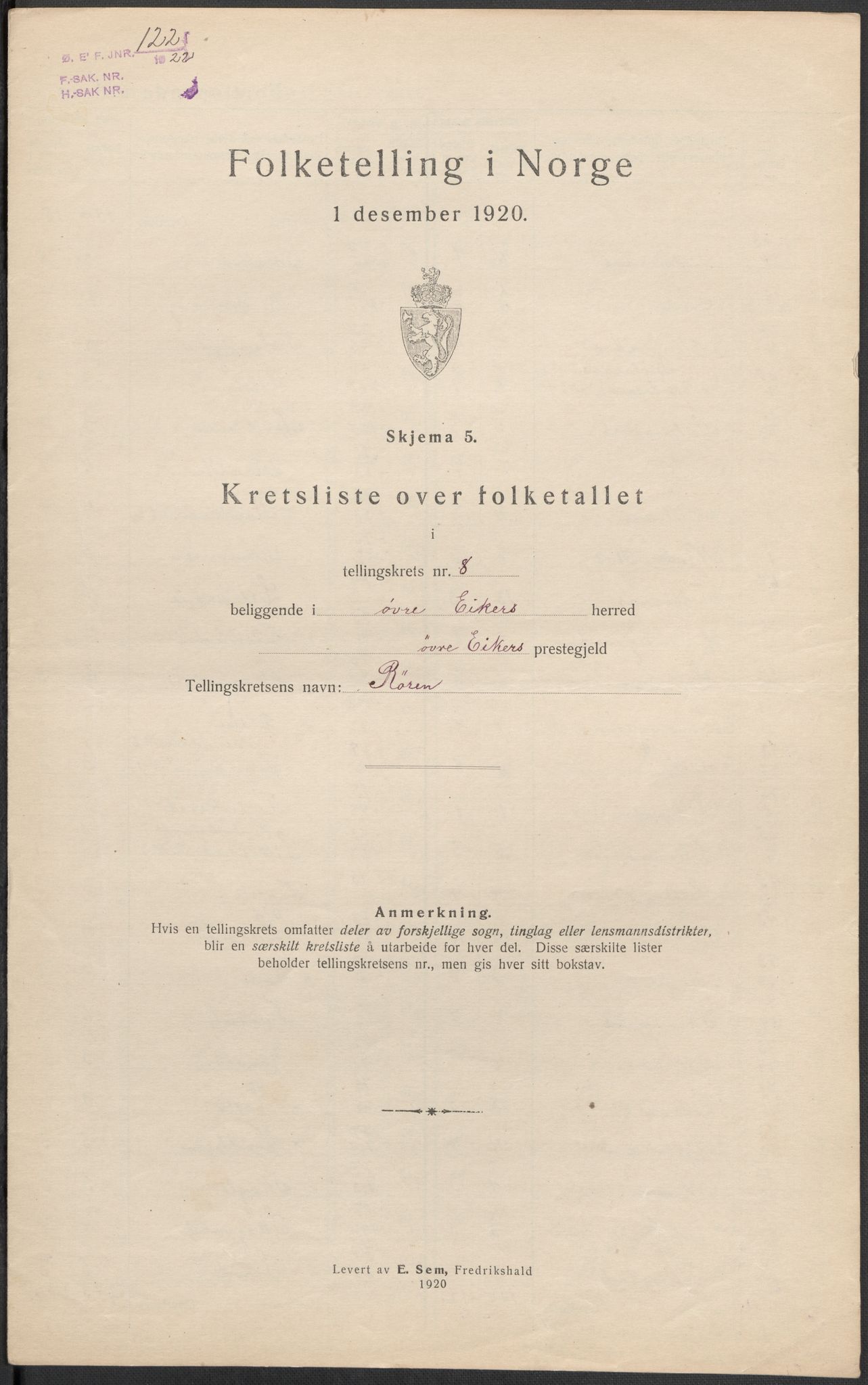 SAKO, 1920 census for Øvre Eiker, 1920, p. 40