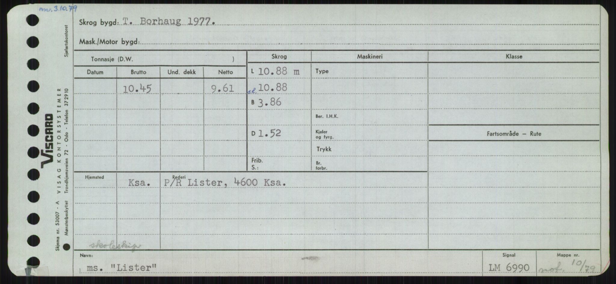 Sjøfartsdirektoratet med forløpere, Skipsmålingen, RA/S-1627/H/Ha/L0003/0002: Fartøy, Hilm-Mar / Fartøy, Kom-Mar, p. 523