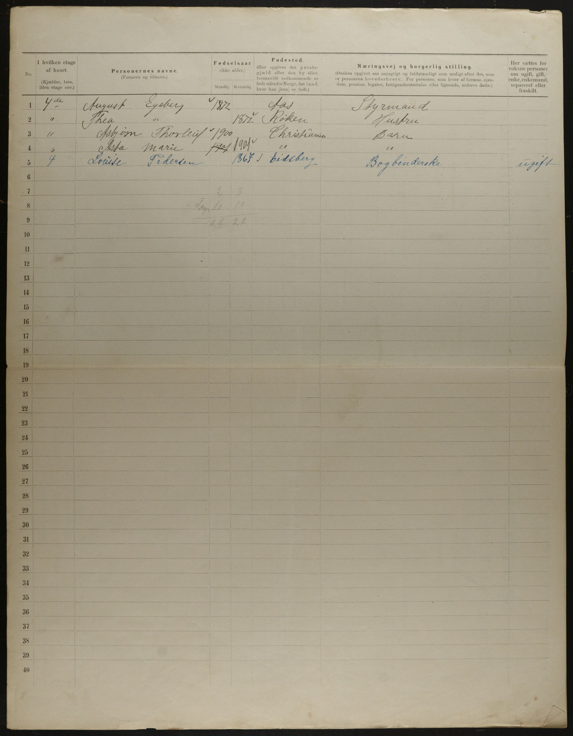 OBA, Municipal Census 1901 for Kristiania, 1901, p. 14640