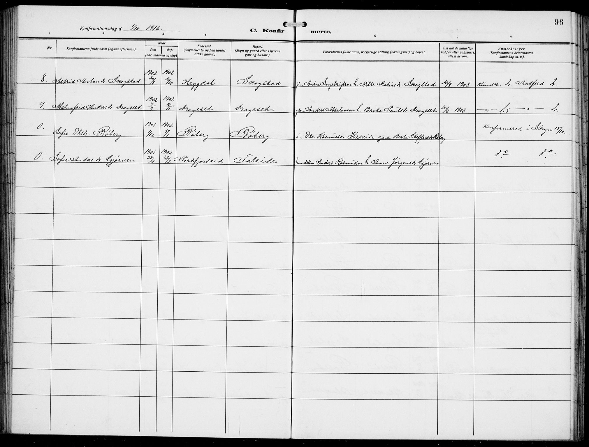 Innvik sokneprestembete, AV/SAB-A-80501: Parish register (copy) no. A 4, 1913-1936, p. 96