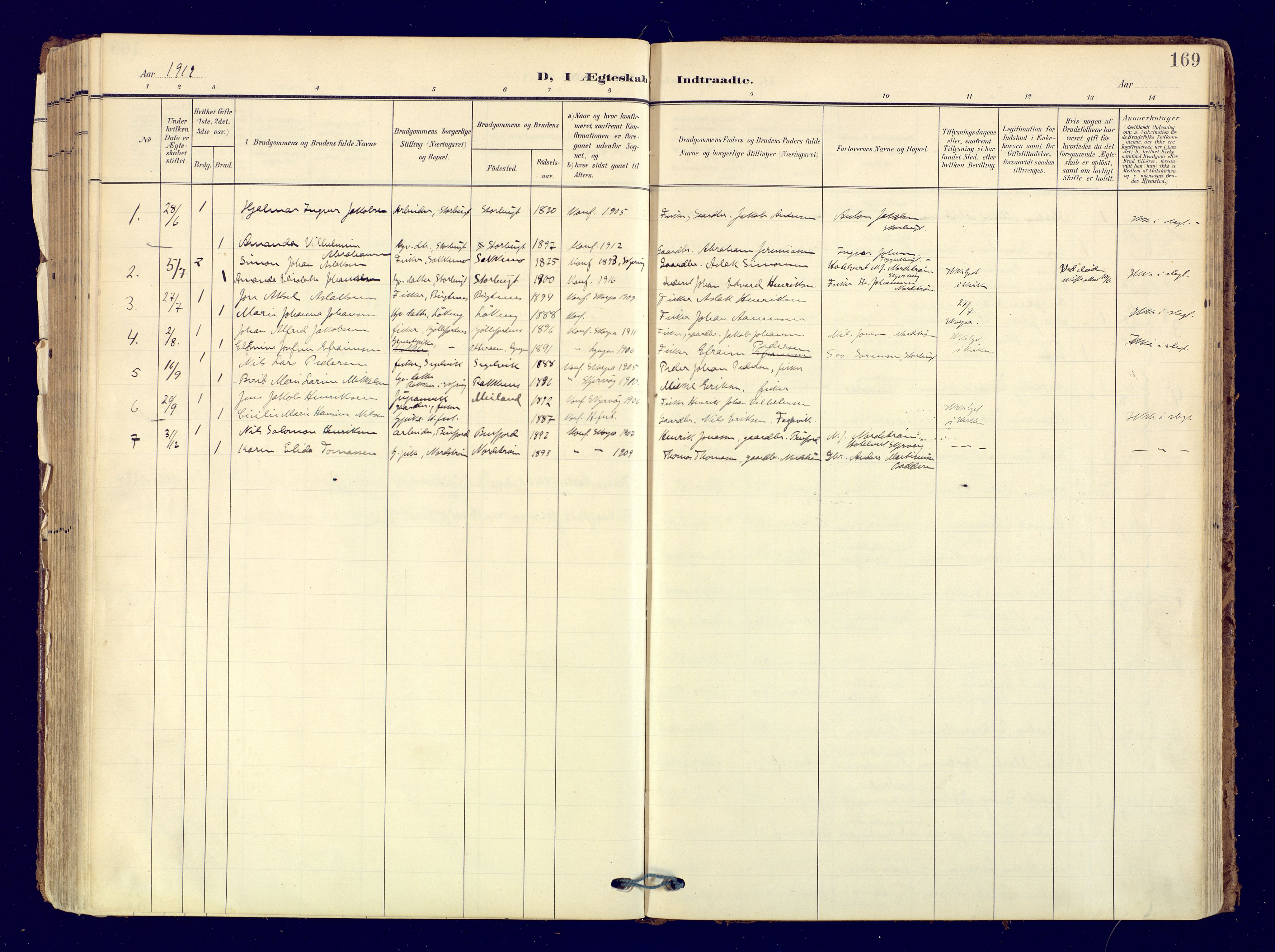 Skjervøy sokneprestkontor, SATØ/S-1300/H/Ha/Haa: Parish register (official) no. 19, 1908-1936, p. 169