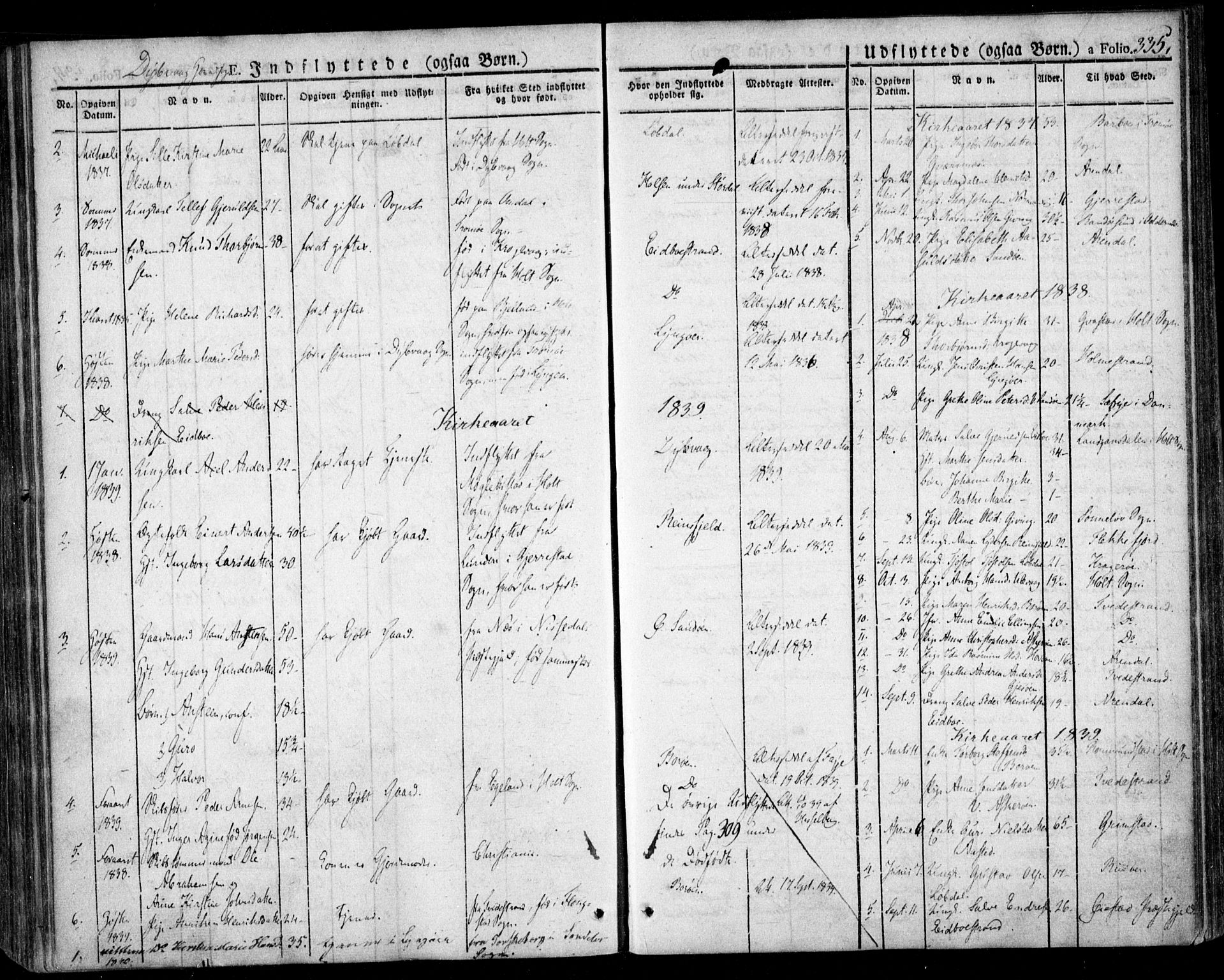 Dypvåg sokneprestkontor, SAK/1111-0007/F/Fa/Faa/L0004: Parish register (official) no. A 4, 1824-1840, p. 335