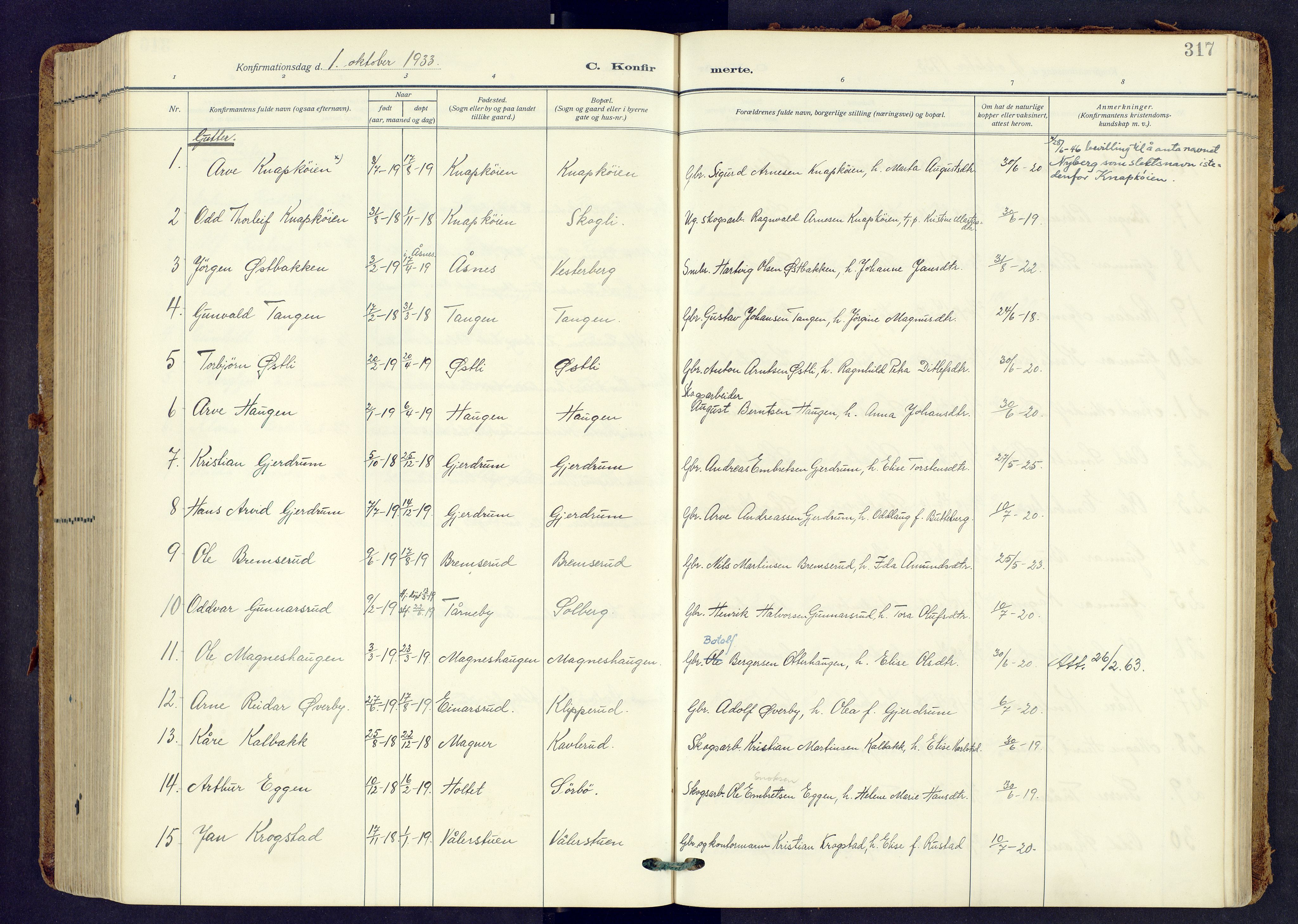 Våler prestekontor, Hedmark, AV/SAH-PREST-040/H/Ha/Haa/L0009: Parish register (official) no. 9, 1912-1940, p. 317
