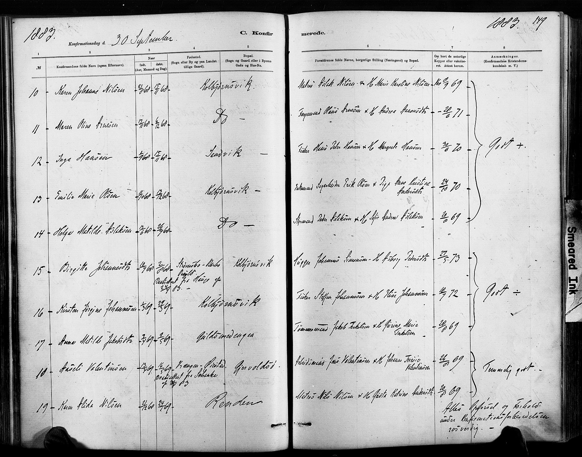 Hisøy sokneprestkontor, AV/SAK-1111-0020/F/Fa/L0003: Parish register (official) no. A 3, 1881-1894, p. 149