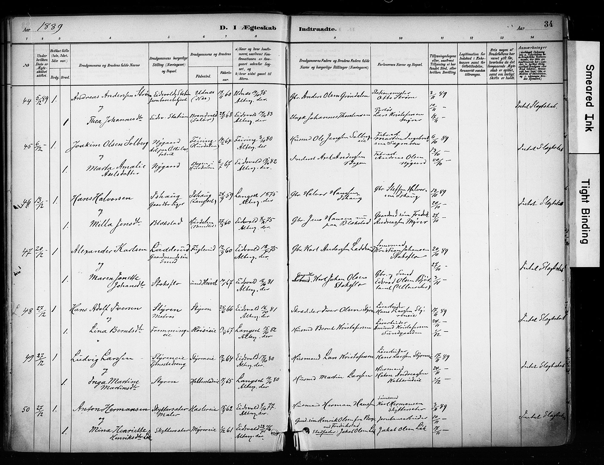 Eidsvoll prestekontor Kirkebøker, AV/SAO-A-10888/F/Fa/L0003: Parish register (official) no. I 3, 1882-1895, p. 34