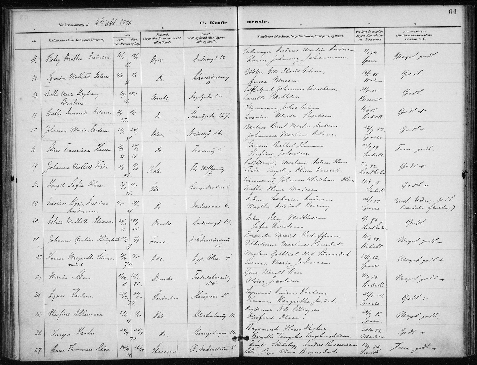 Nykirken Sokneprestembete, SAB/A-77101/H/Haa/L0028: Parish register (official) no. C 7, 1887-1913, p. 64