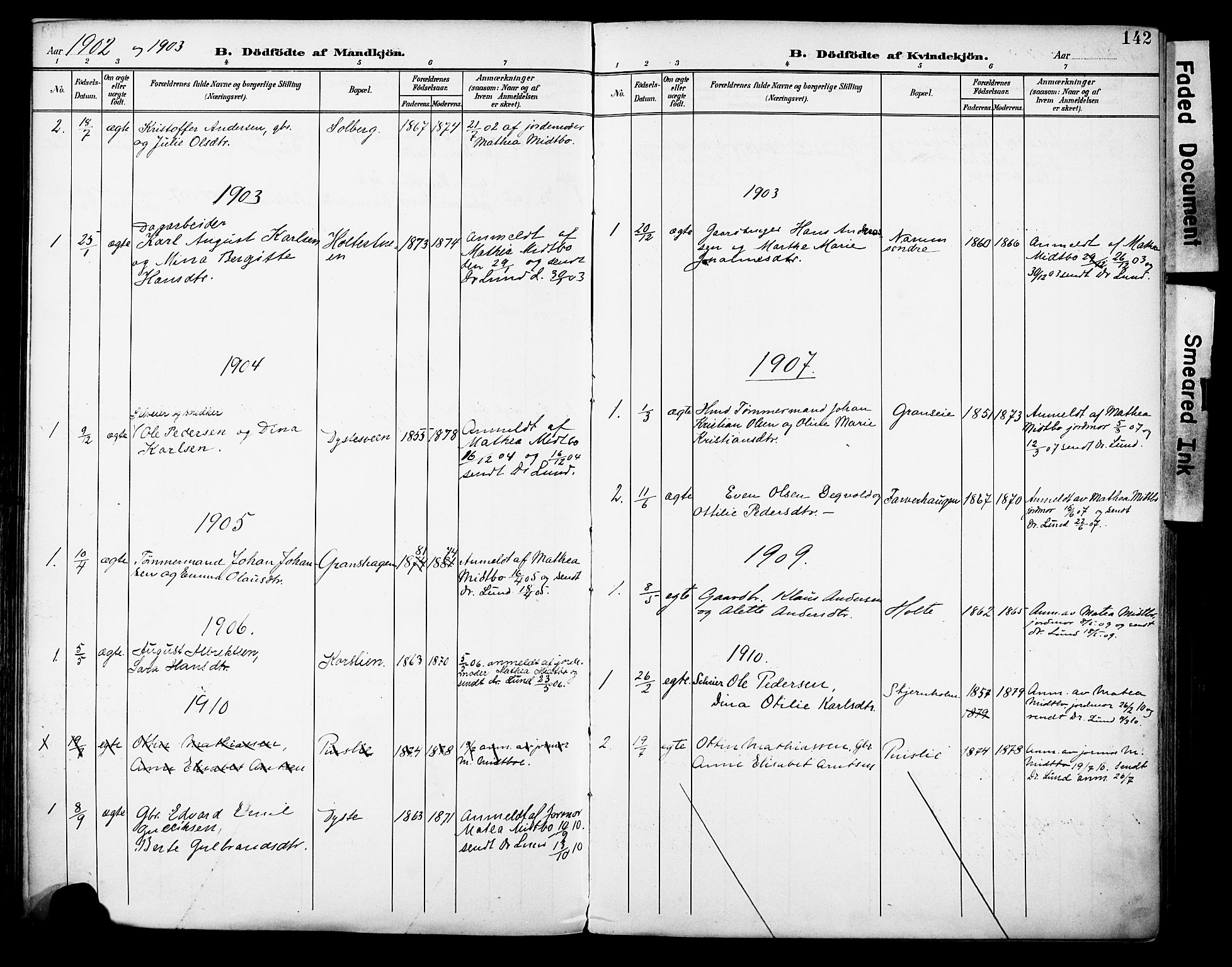 Vestre Toten prestekontor, SAH/PREST-108/H/Ha/Haa/L0013: Parish register (official) no. 13, 1895-1911, p. 142