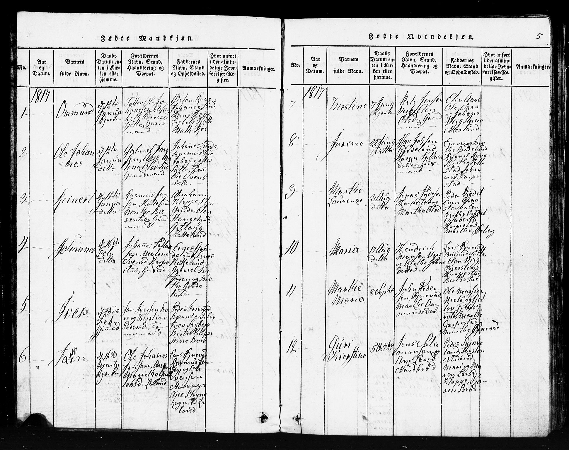 Klepp sokneprestkontor, AV/SAST-A-101803/001/3/30BB/L0001: Parish register (copy) no.  B 1, 1816-1859, p. 5