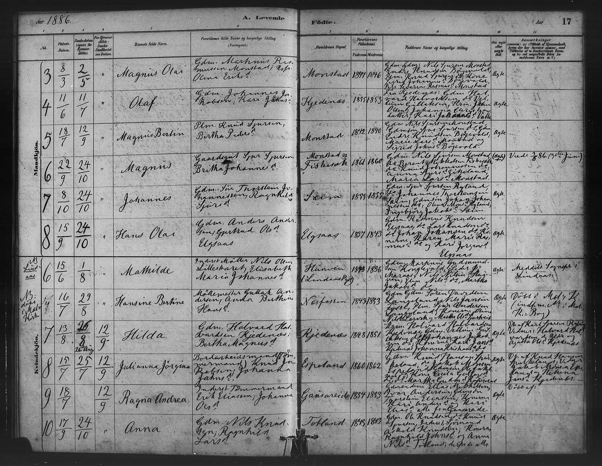 Alversund Sokneprestembete, AV/SAB-A-73901/H/Ha/Haa/Haad/L0001: Parish register (official) no. D 1, 1880-1898, p. 17