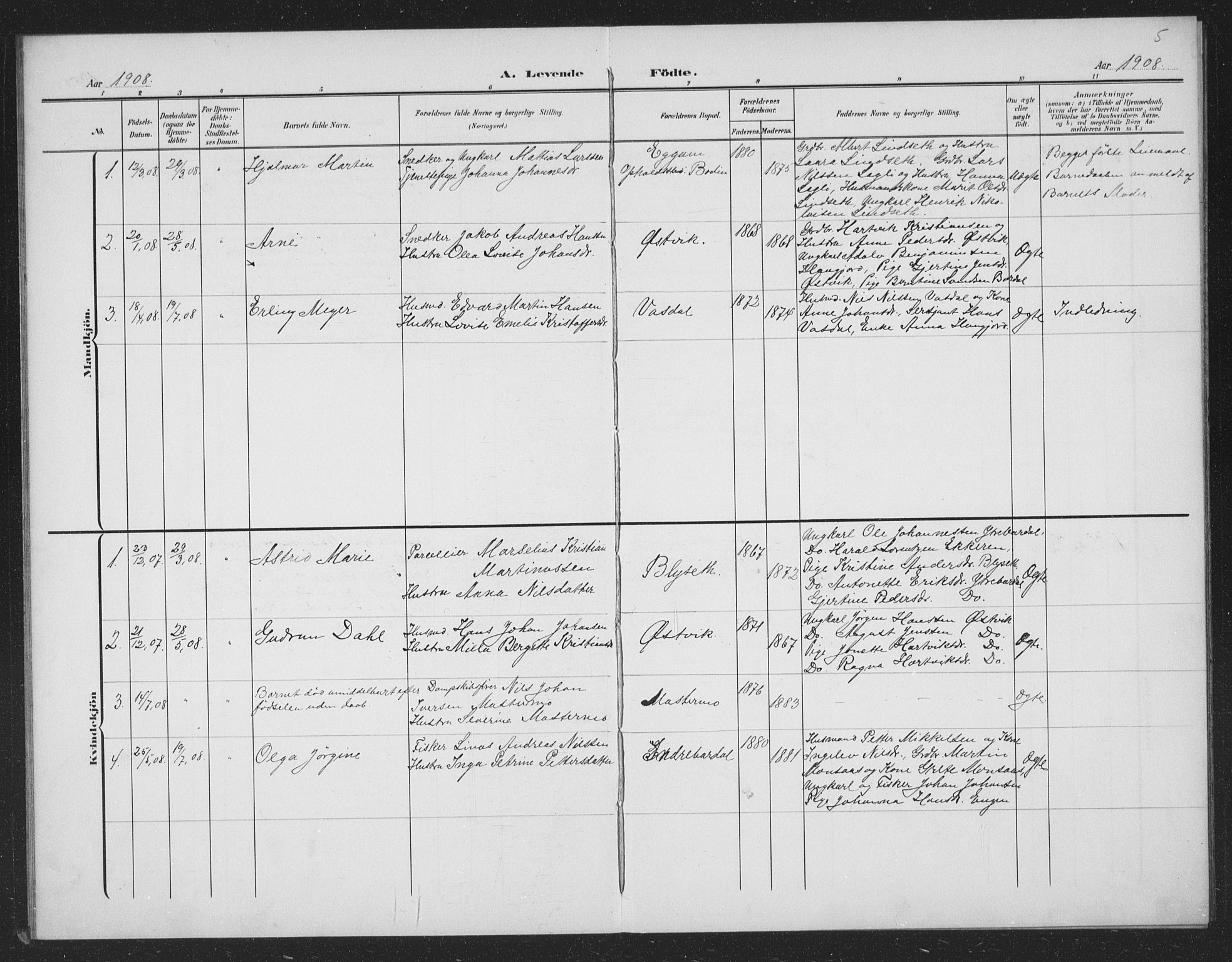 Ministerialprotokoller, klokkerbøker og fødselsregistre - Nordland, AV/SAT-A-1459/833/L0502: Parish register (copy) no. 833C01, 1906-1934, p. 5