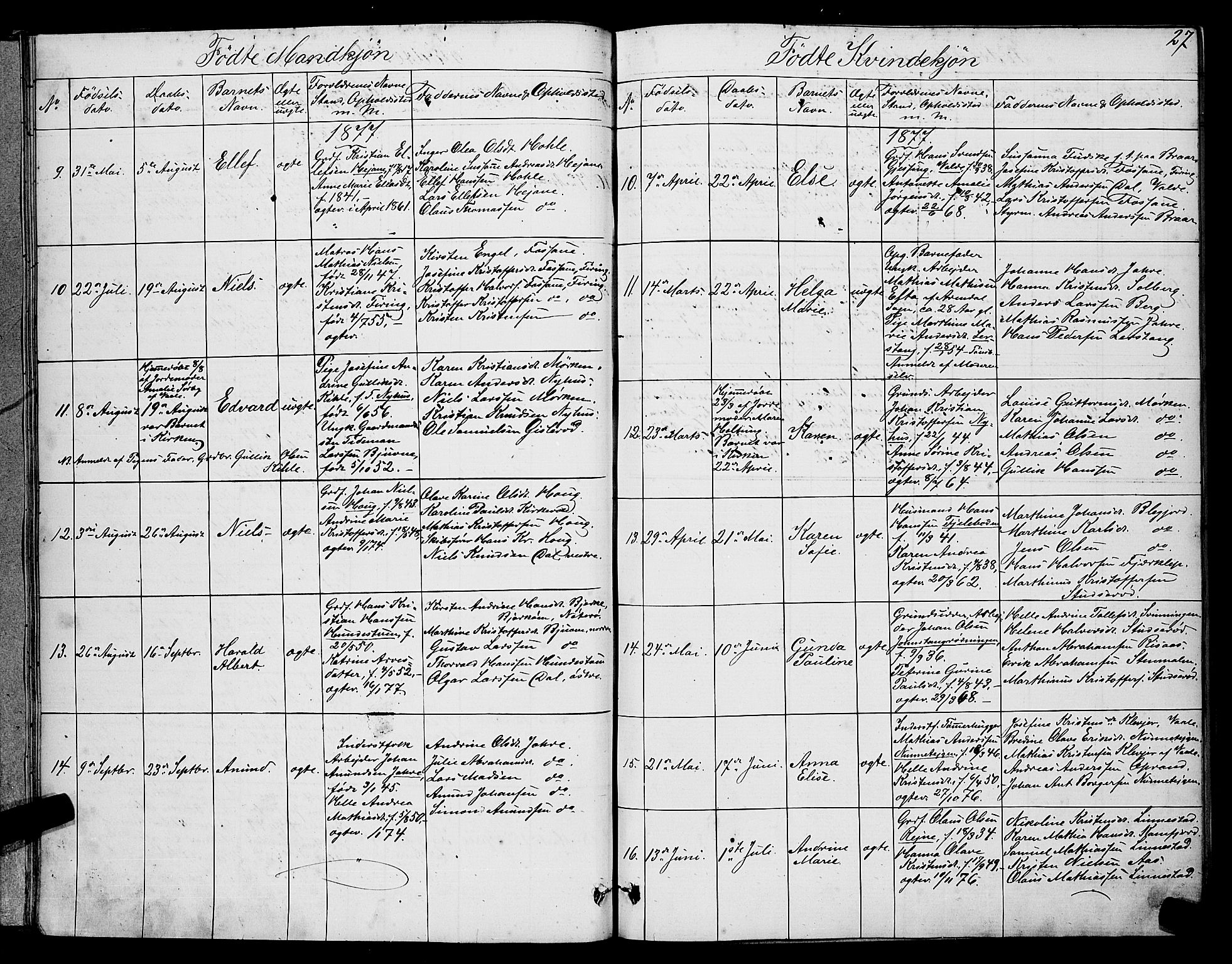 Ramnes kirkebøker, AV/SAKO-A-314/G/Ga/L0003: Parish register (copy) no. I 3, 1870-1896, p. 27