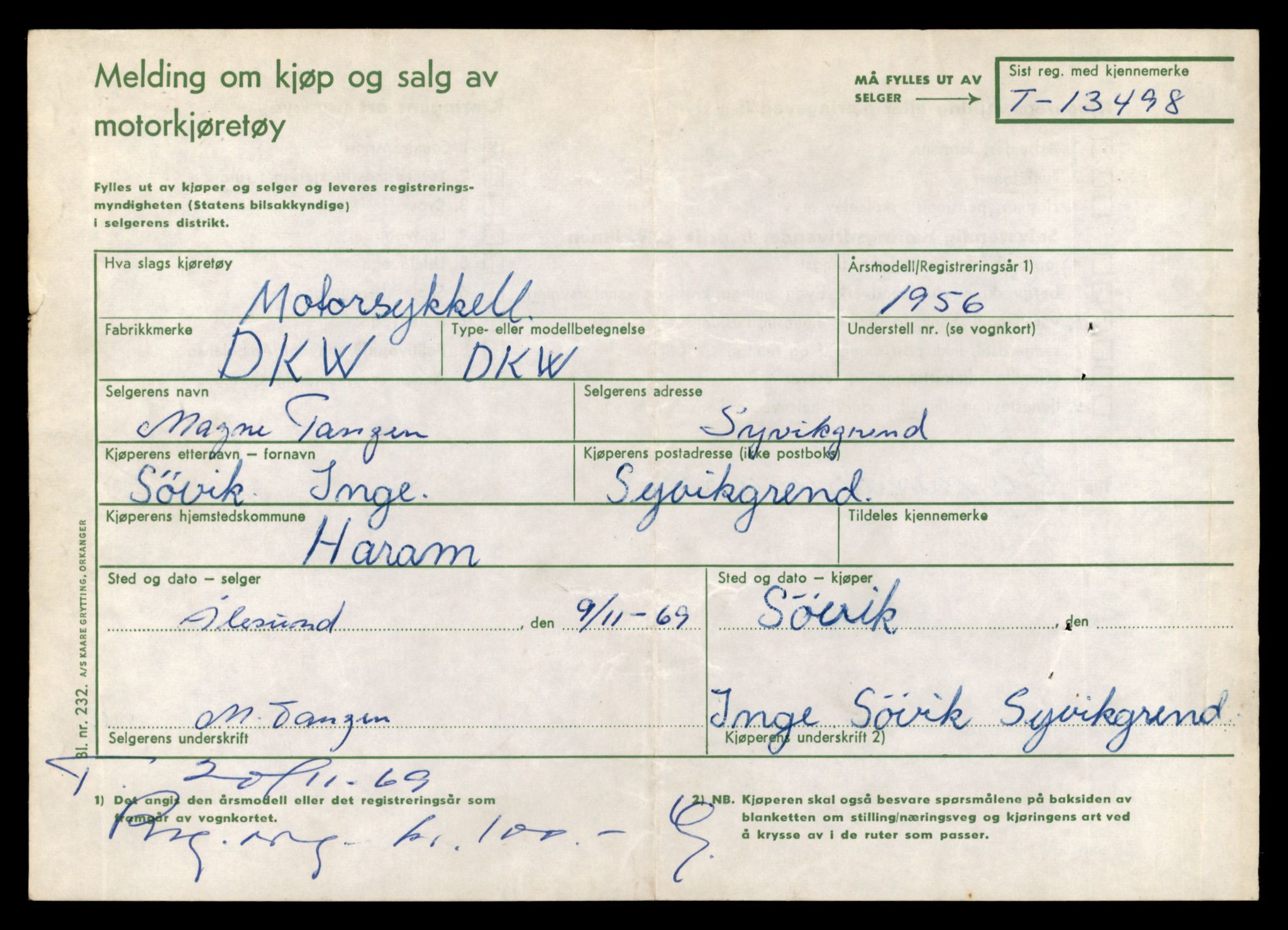 Møre og Romsdal vegkontor - Ålesund trafikkstasjon, AV/SAT-A-4099/F/Fe/L0039: Registreringskort for kjøretøy T 13361 - T 13530, 1927-1998, p. 2431
