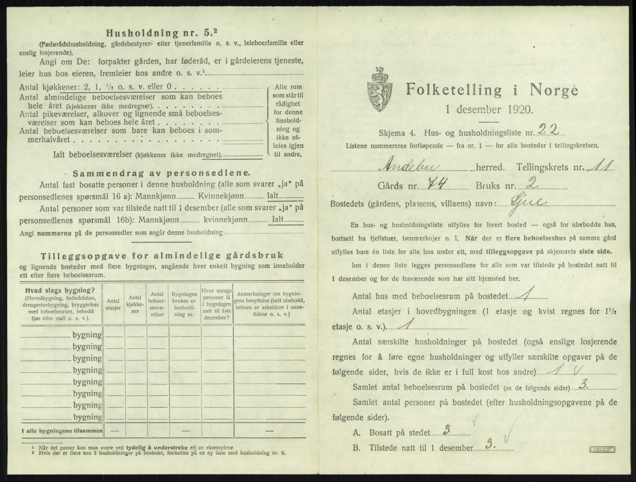SAKO, 1920 census for Andebu, 1920, p. 633