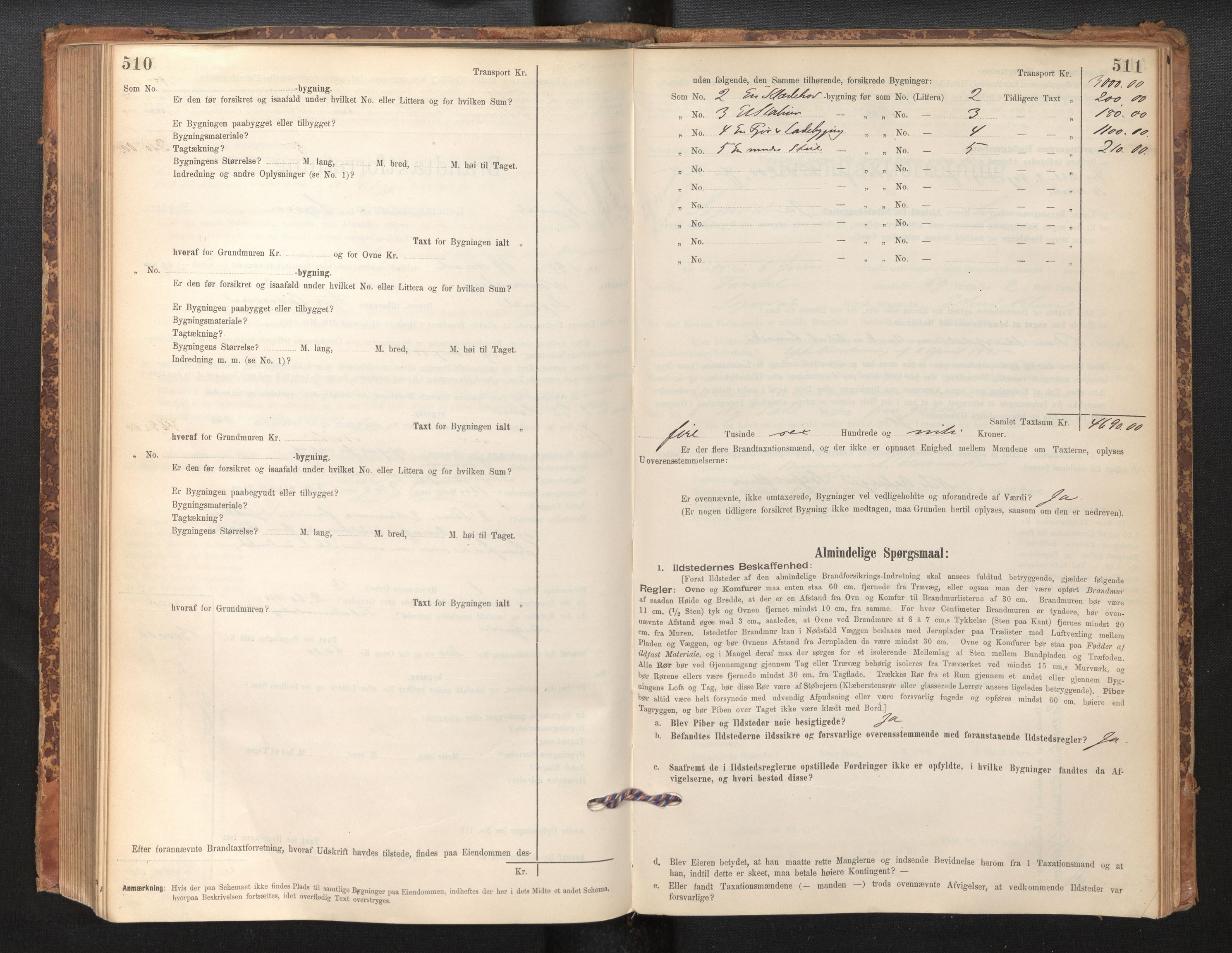 Lensmannen i Sogndal, AV/SAB-A-29901/0012/L0008: Branntakstprotokoll, skjematakst, 1895-1906, p. 510-511