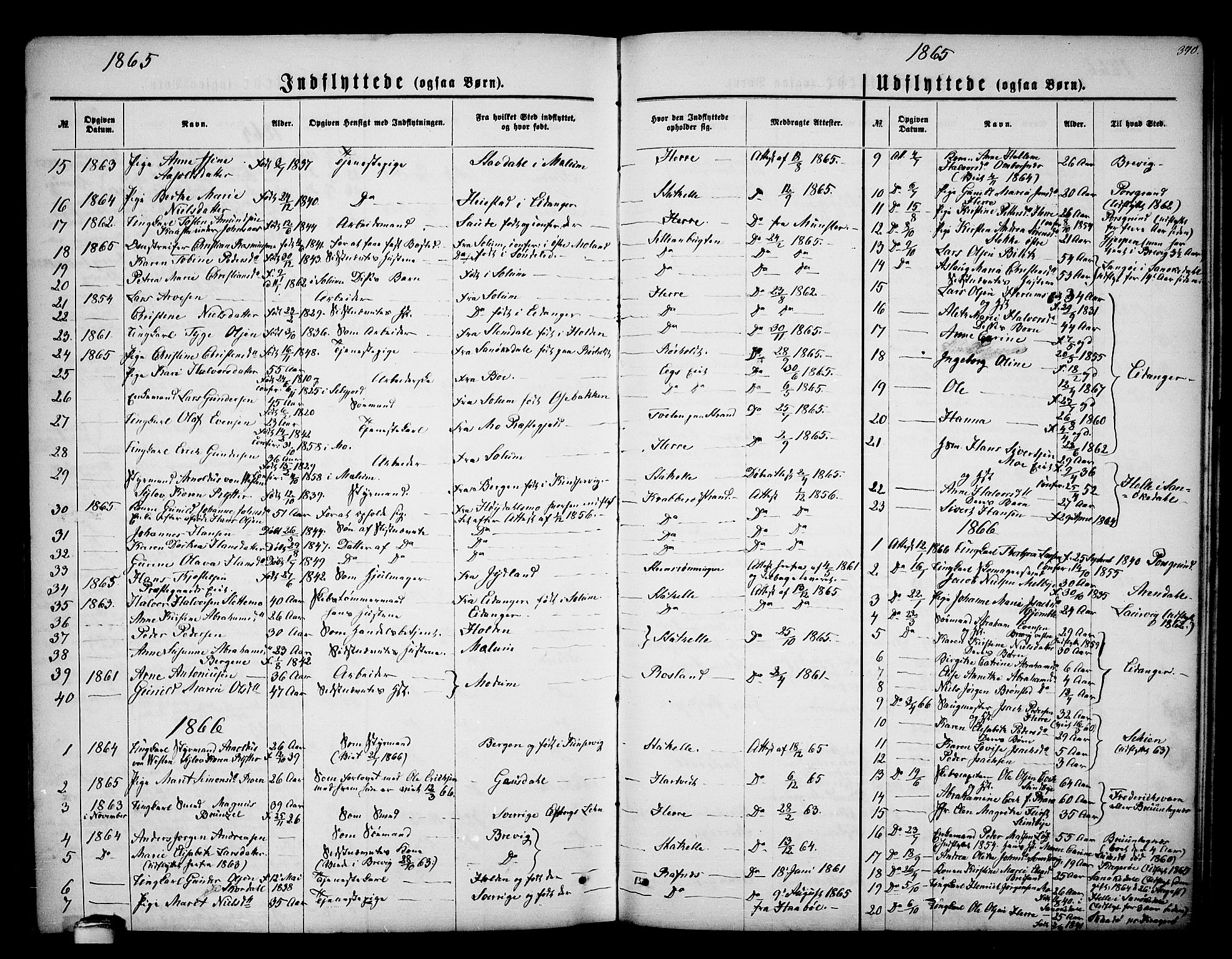 Bamble kirkebøker, SAKO/A-253/G/Ga/L0006: Parish register (copy) no. I 6, 1860-1876, p. 390