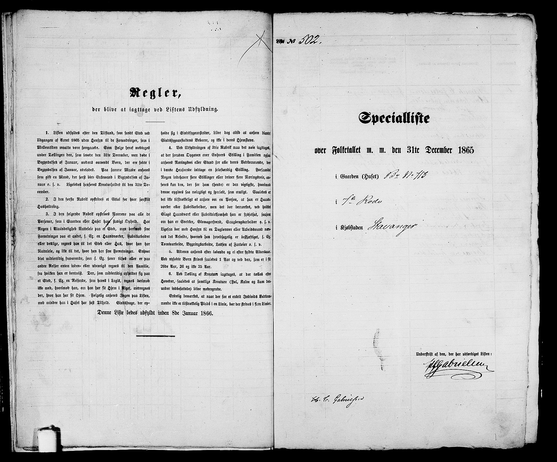 RA, 1865 census for Stavanger, 1865, p. 1033