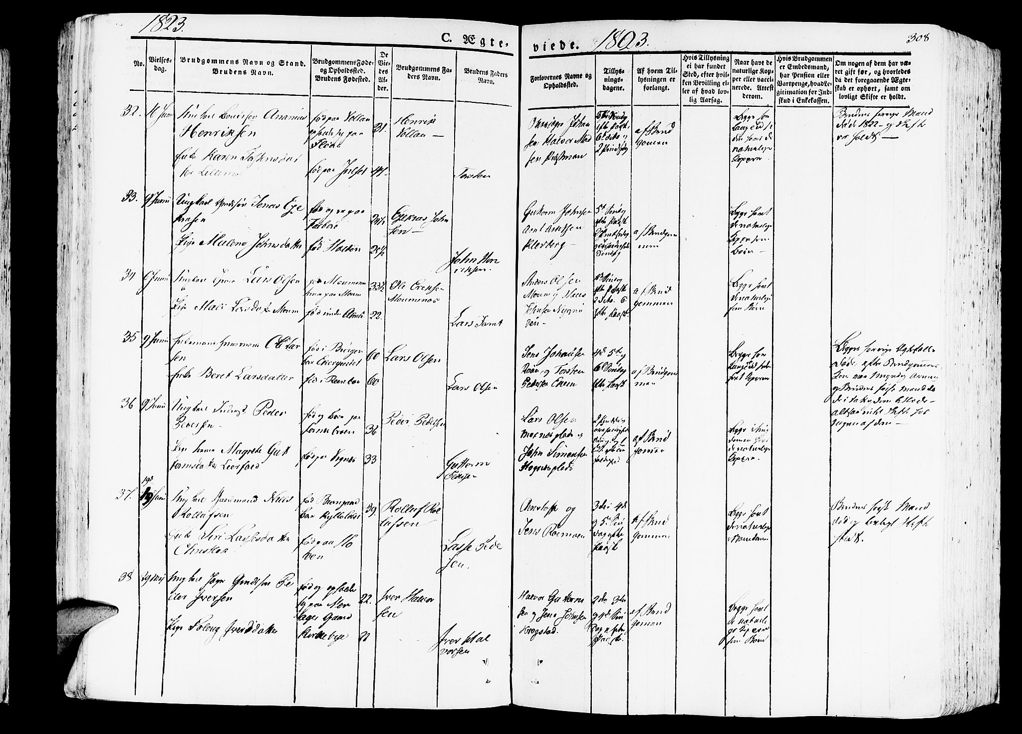 Ministerialprotokoller, klokkerbøker og fødselsregistre - Nord-Trøndelag, AV/SAT-A-1458/709/L0070: Parish register (official) no. 709A10, 1820-1832, p. 308