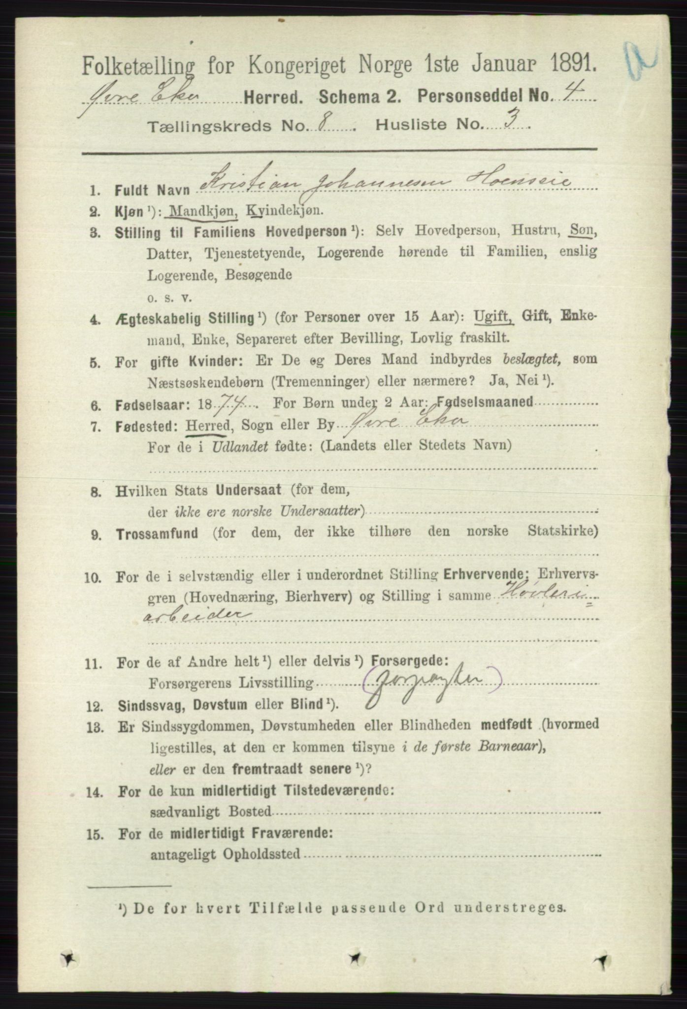 RA, 1891 census for 0624 Øvre Eiker, 1891, p. 3244