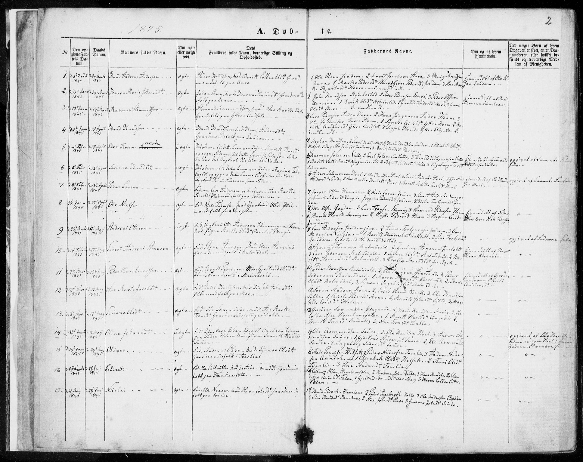 Ministerialprotokoller, klokkerbøker og fødselsregistre - Møre og Romsdal, SAT/A-1454/565/L0748: Parish register (official) no. 565A02, 1845-1872, p. 2
