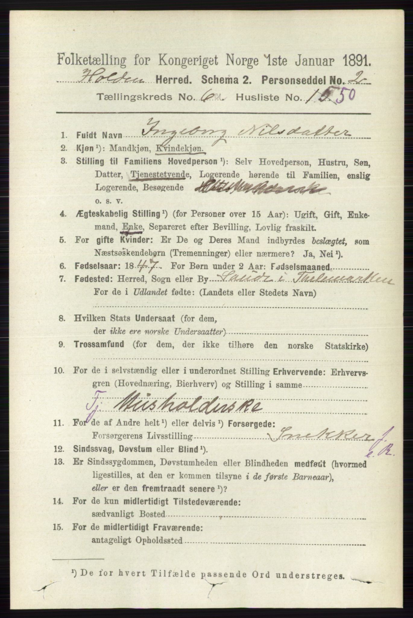 RA, 1891 census for 0819 Holla, 1891, p. 3143